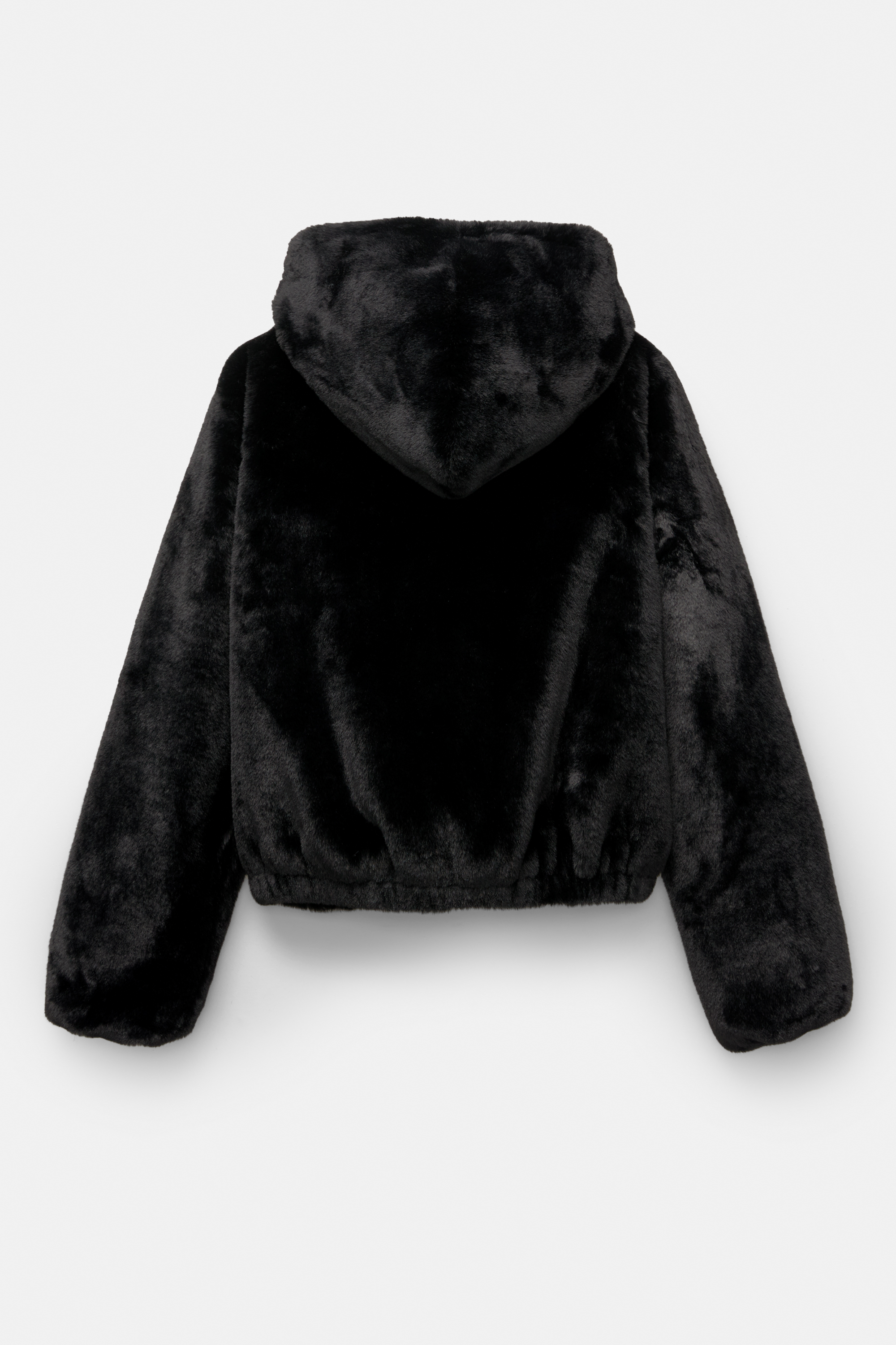 Chaqueta efecto pelo capucha