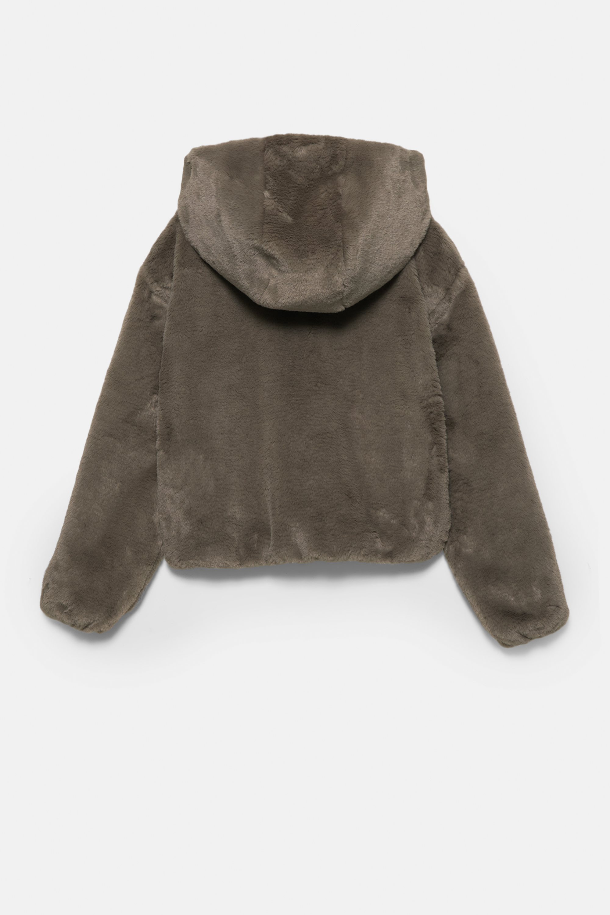 Faux fur jacket with hood