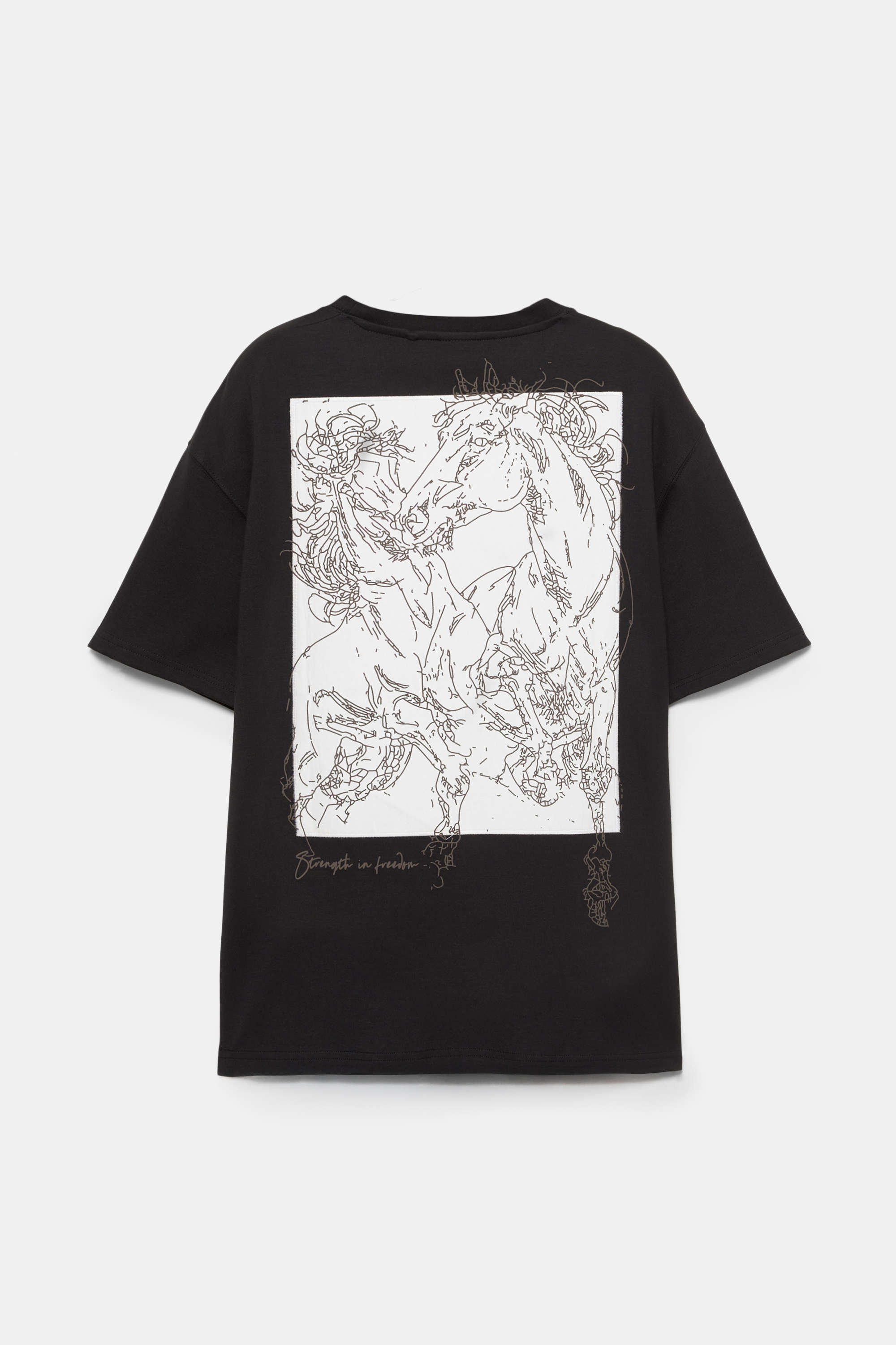 Толстовка с короткими рукавами и принтом с лошадьми