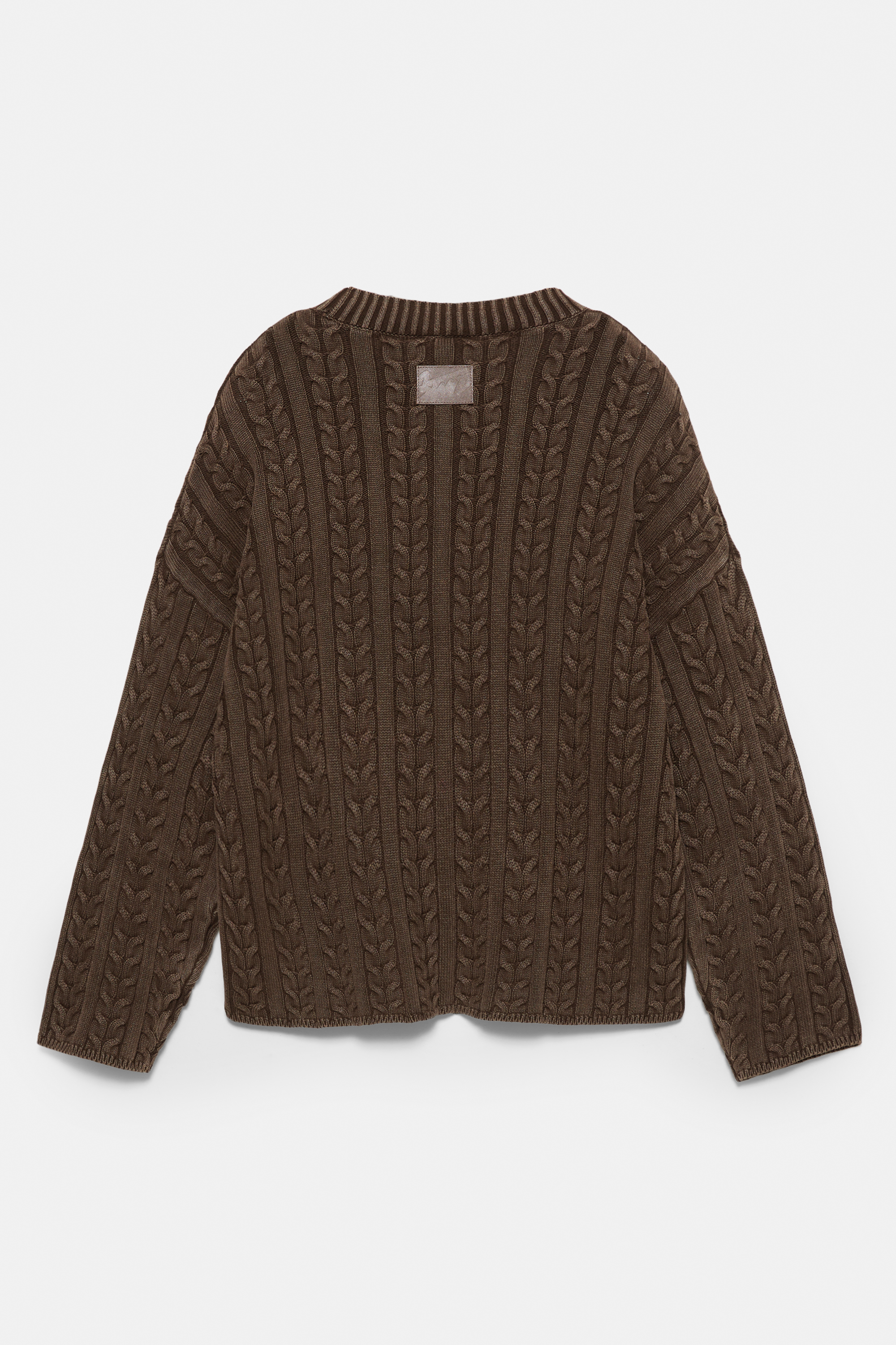 Pullover mit Zopfmuster im Acid-Wash-Effekt