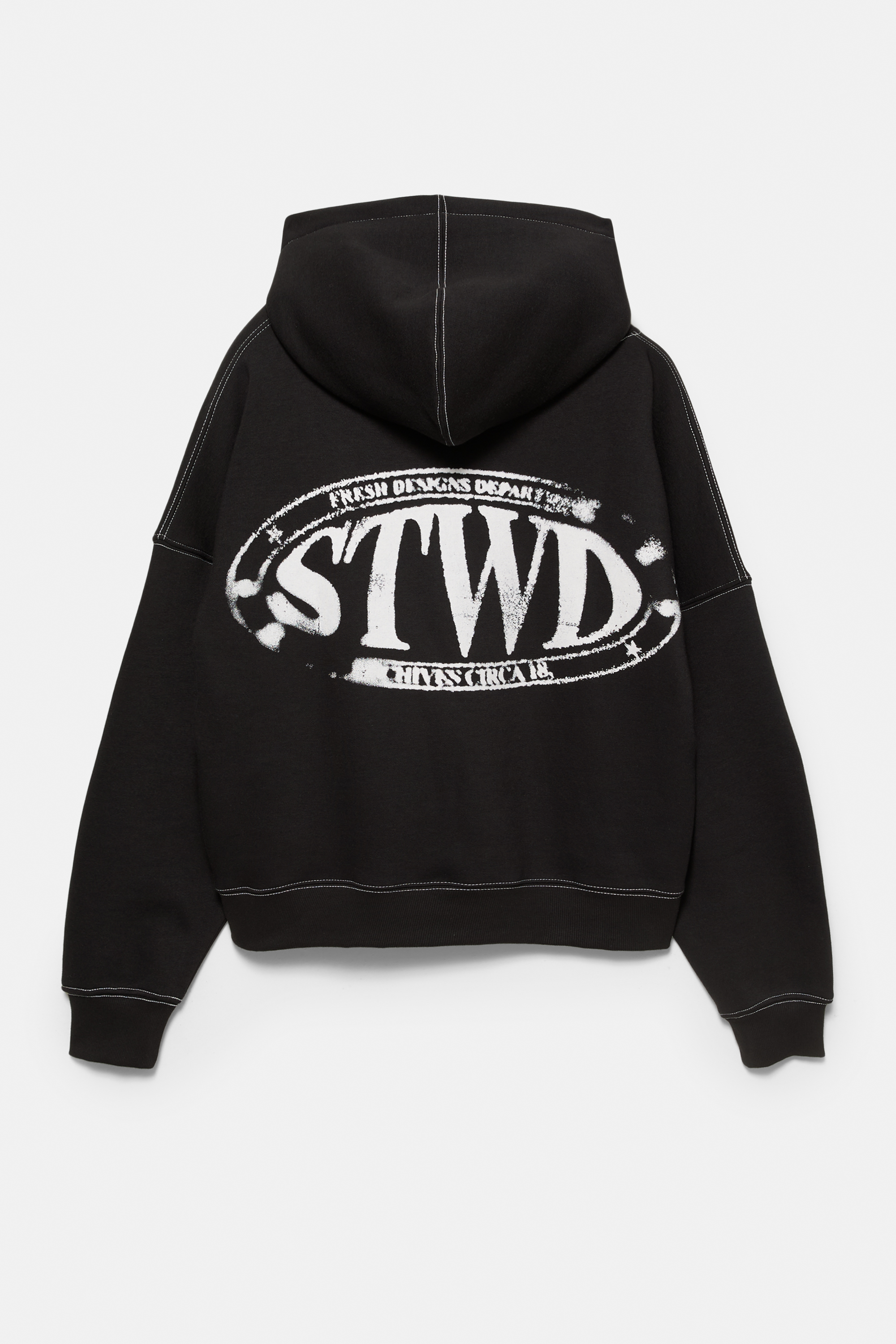 Sweat noir à capuche STWD