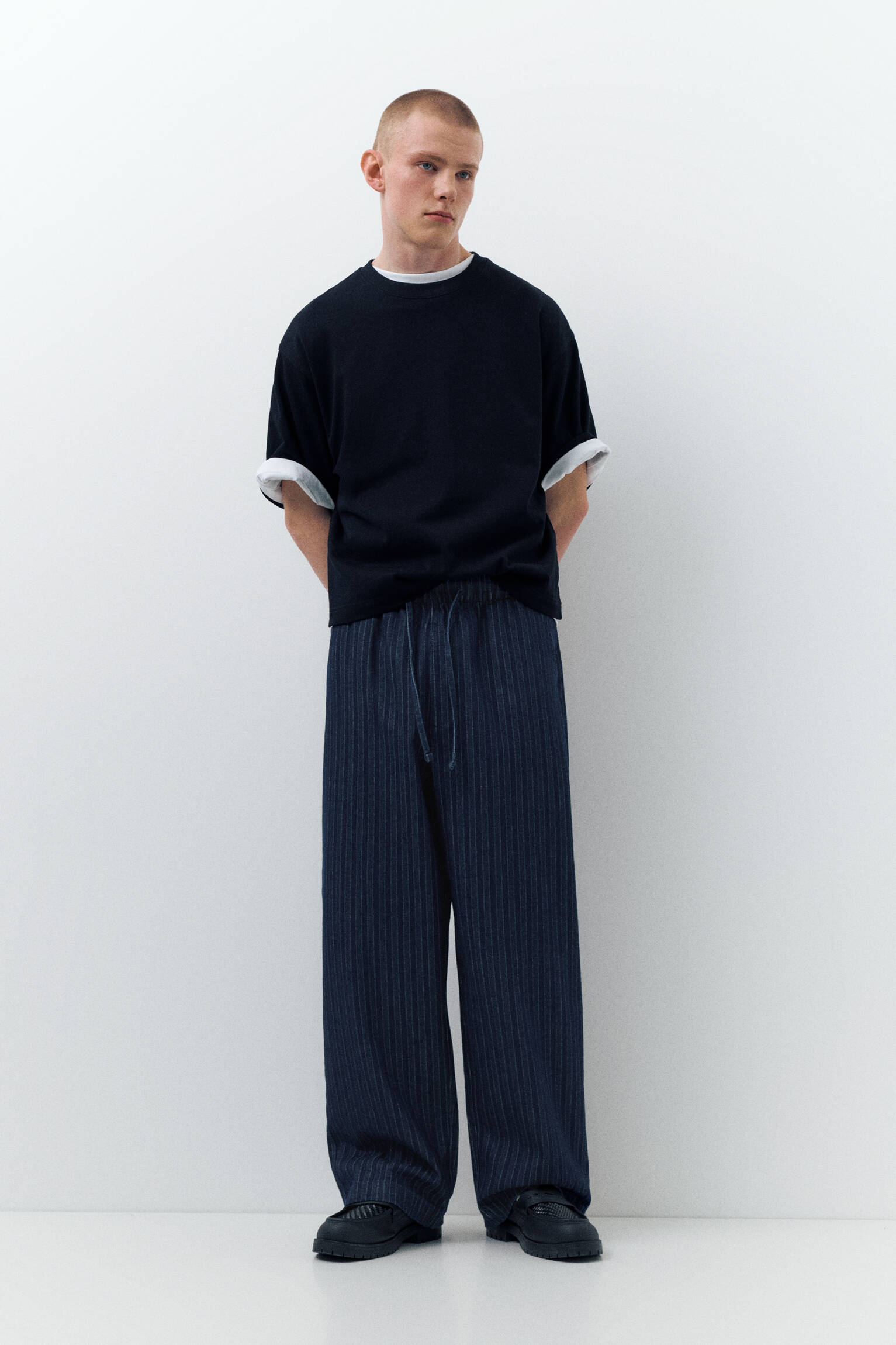 Çizgili jean jogger pantolon - Görsel 28