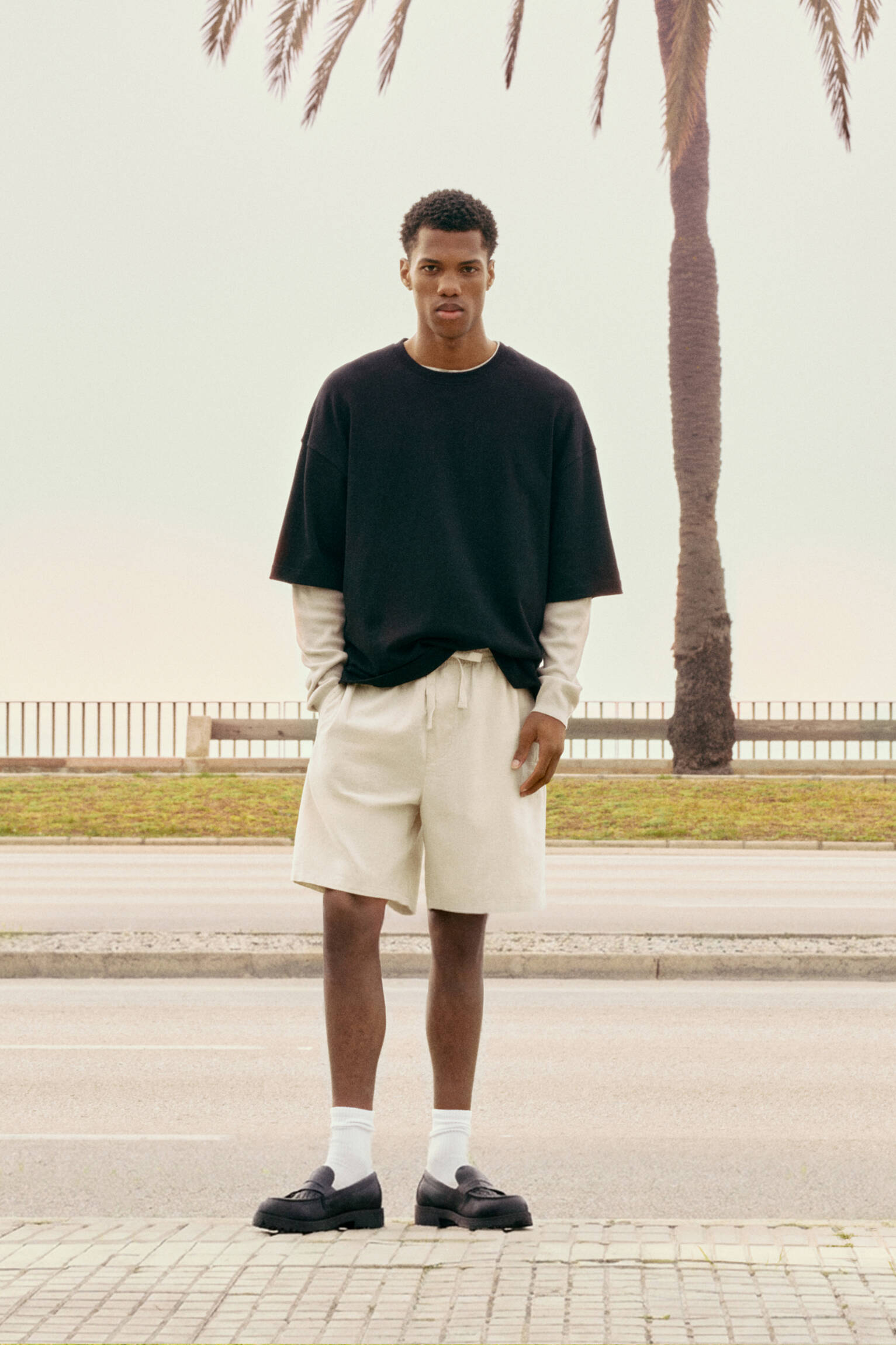 Keten jogger bermuda - Görsel 51