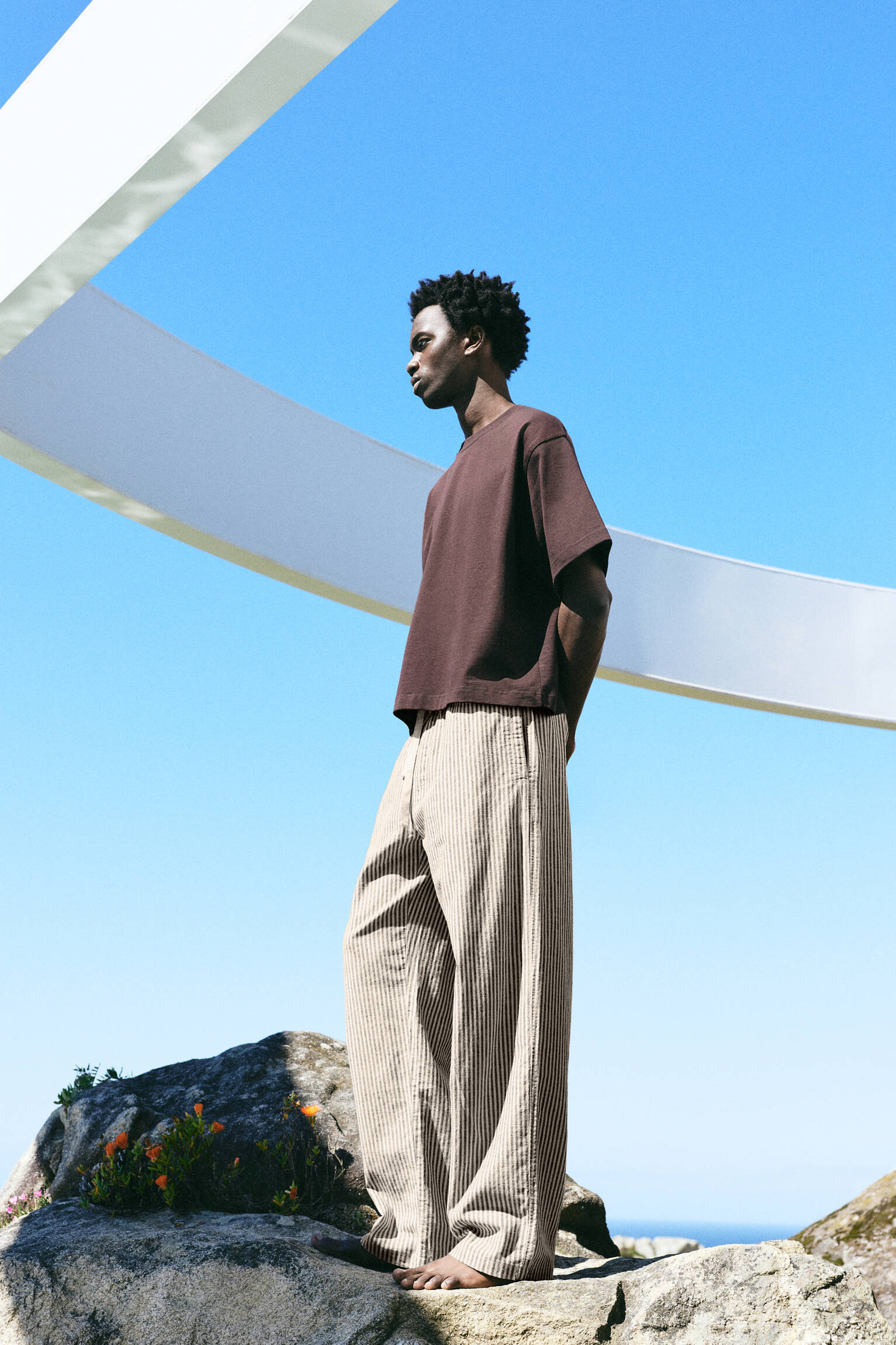 Rustik çizgili jogger pantolon - Görsel 21