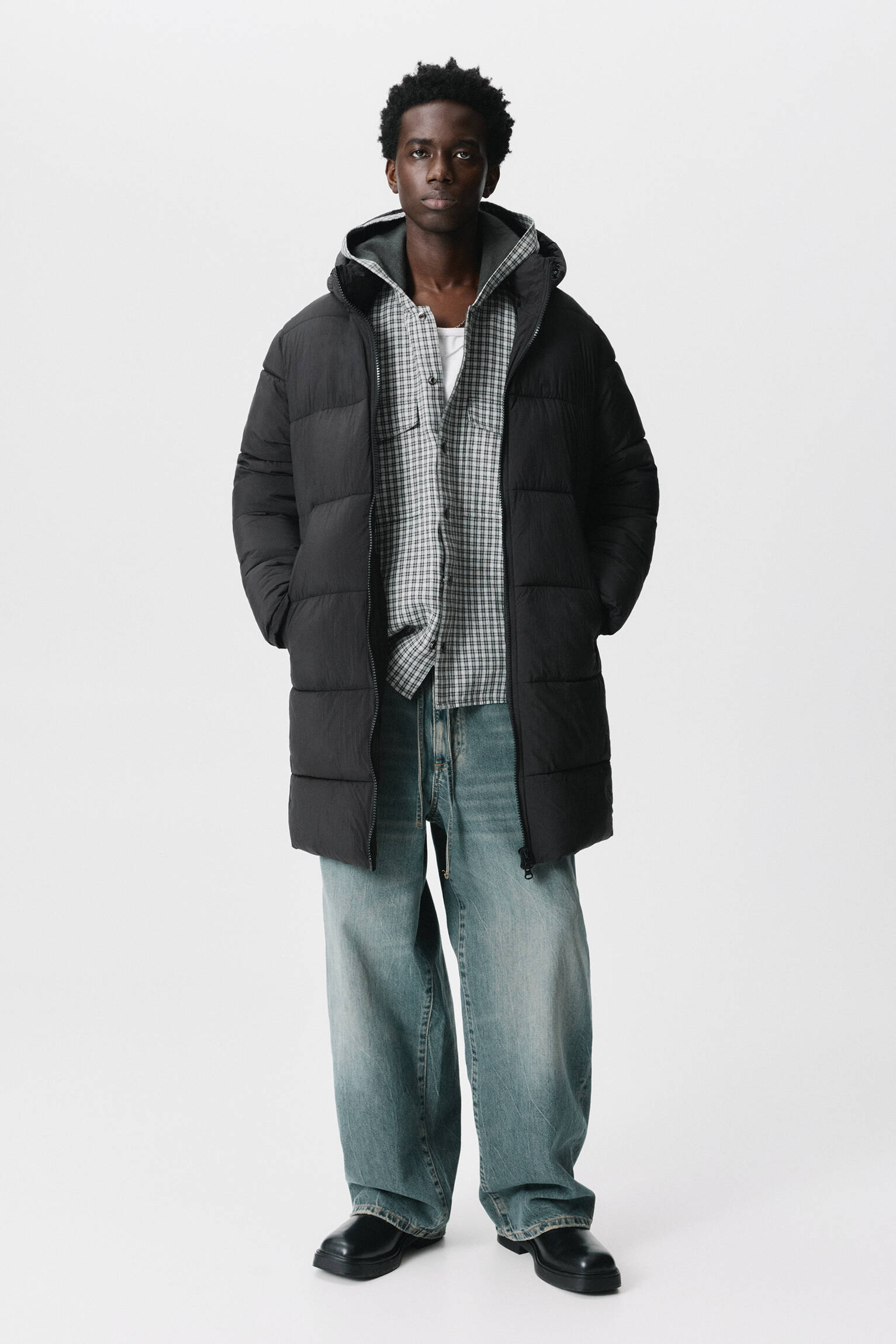 Uzun şişme ceket - Görsel 13