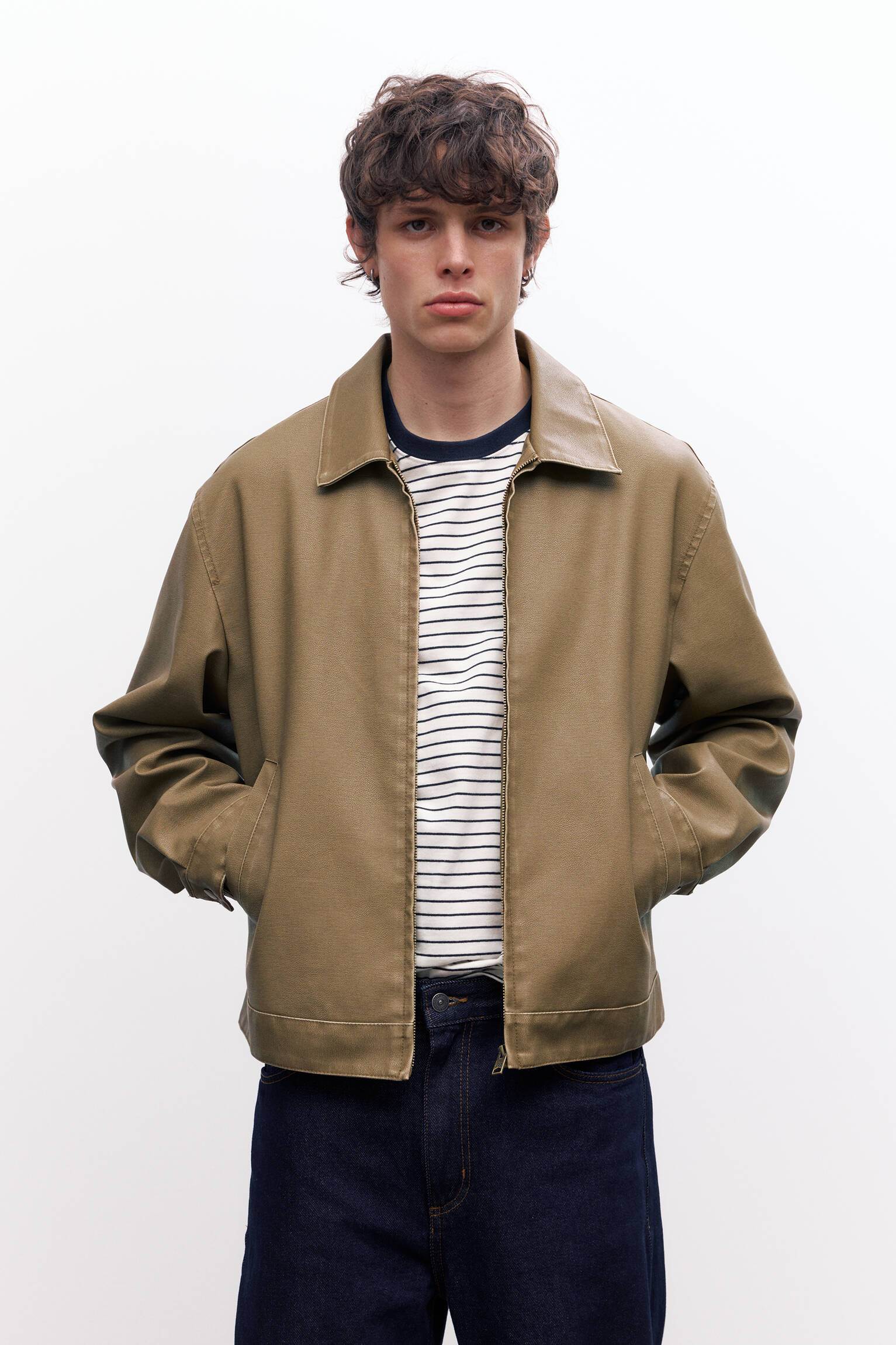 Yıkanmış suni deri ceket - Görsel 61