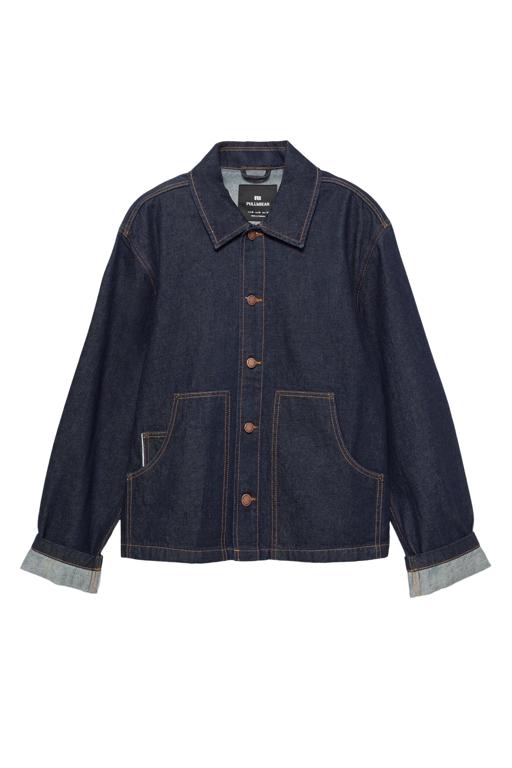 Denim truckerjack met zak