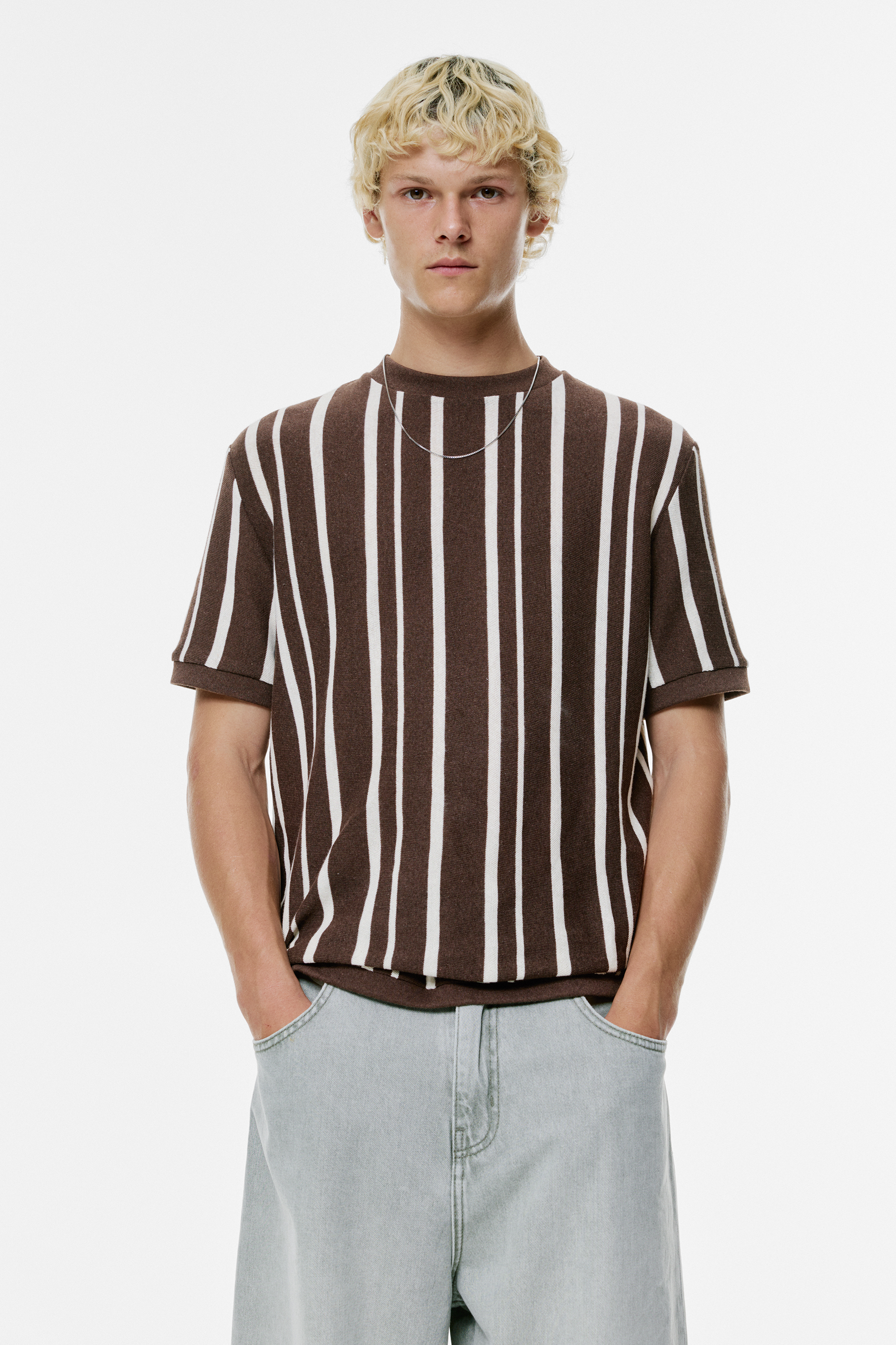 Panelled knit T-shirt