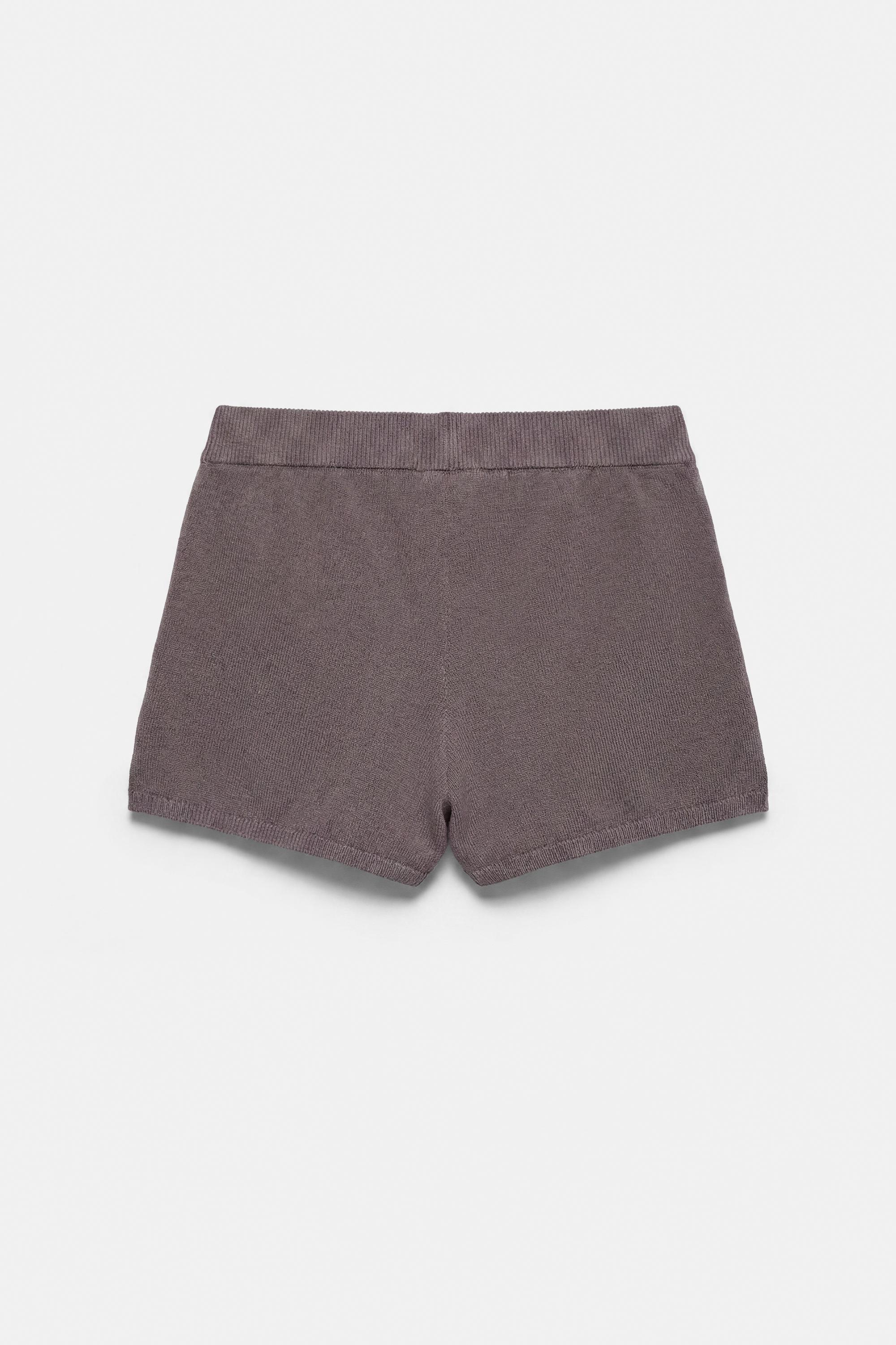 Studded knit shorts — Steel