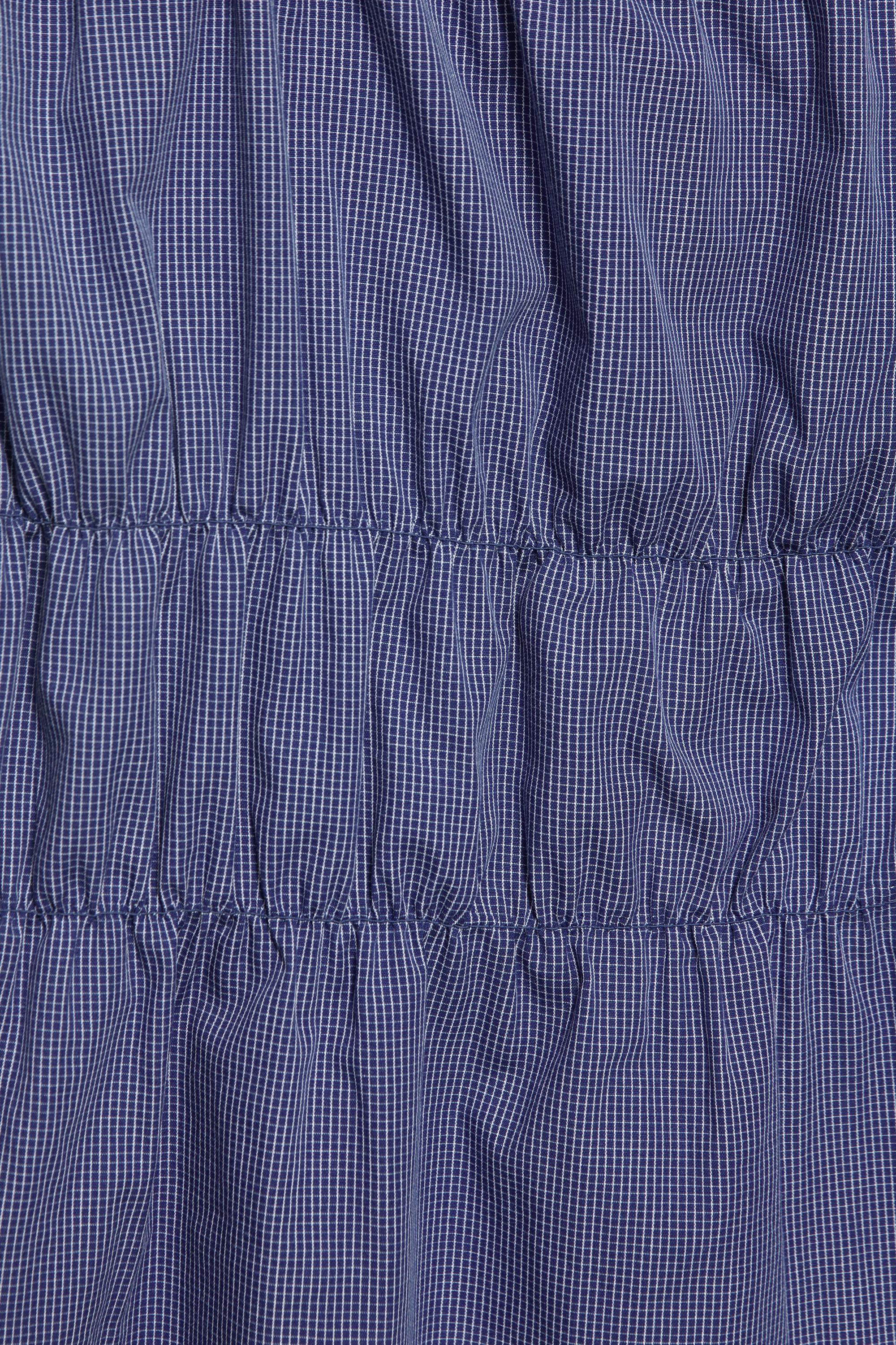 Checked gathered strappy top — Navy
