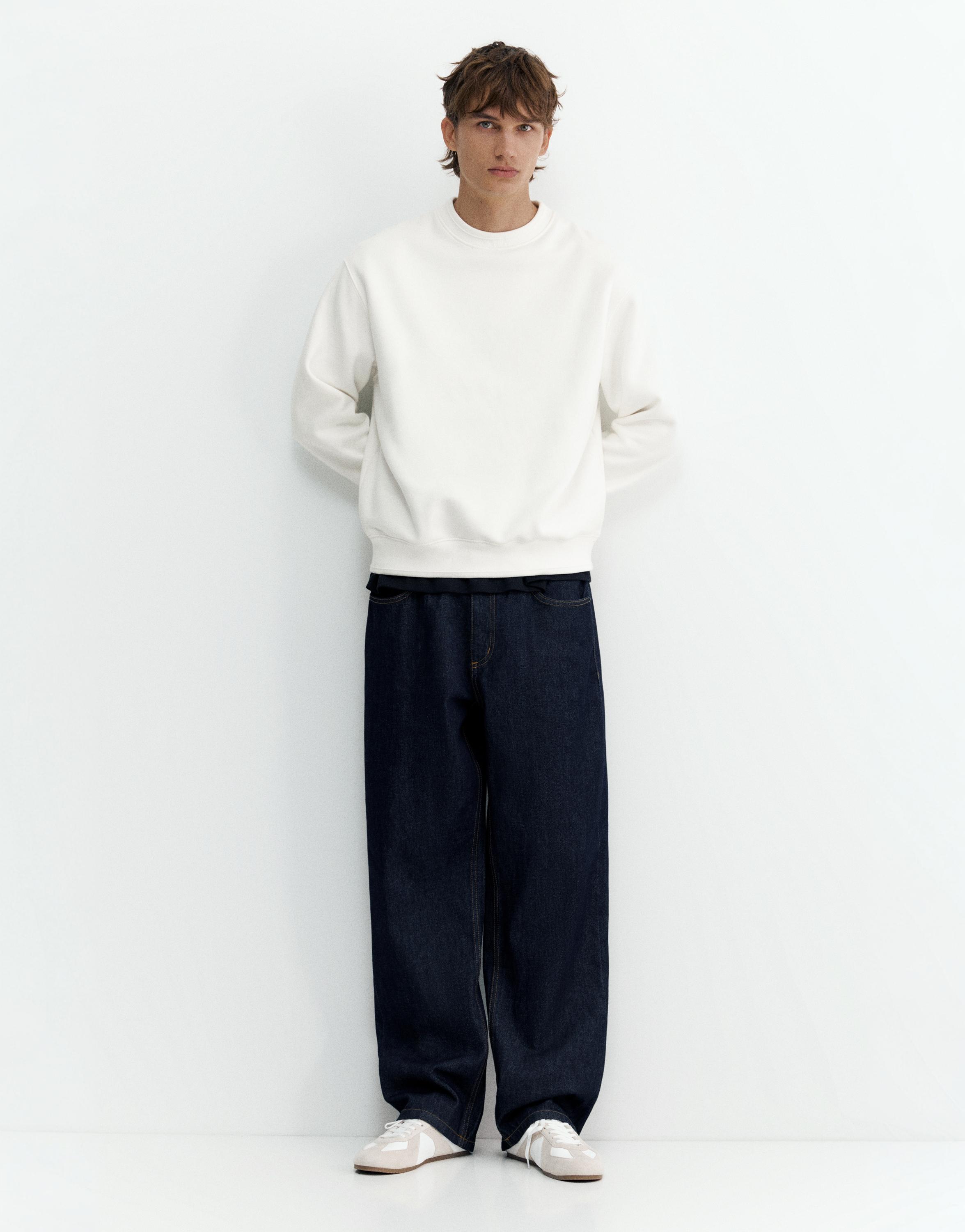 Relaxed fit round neck sweatshirt — Off white