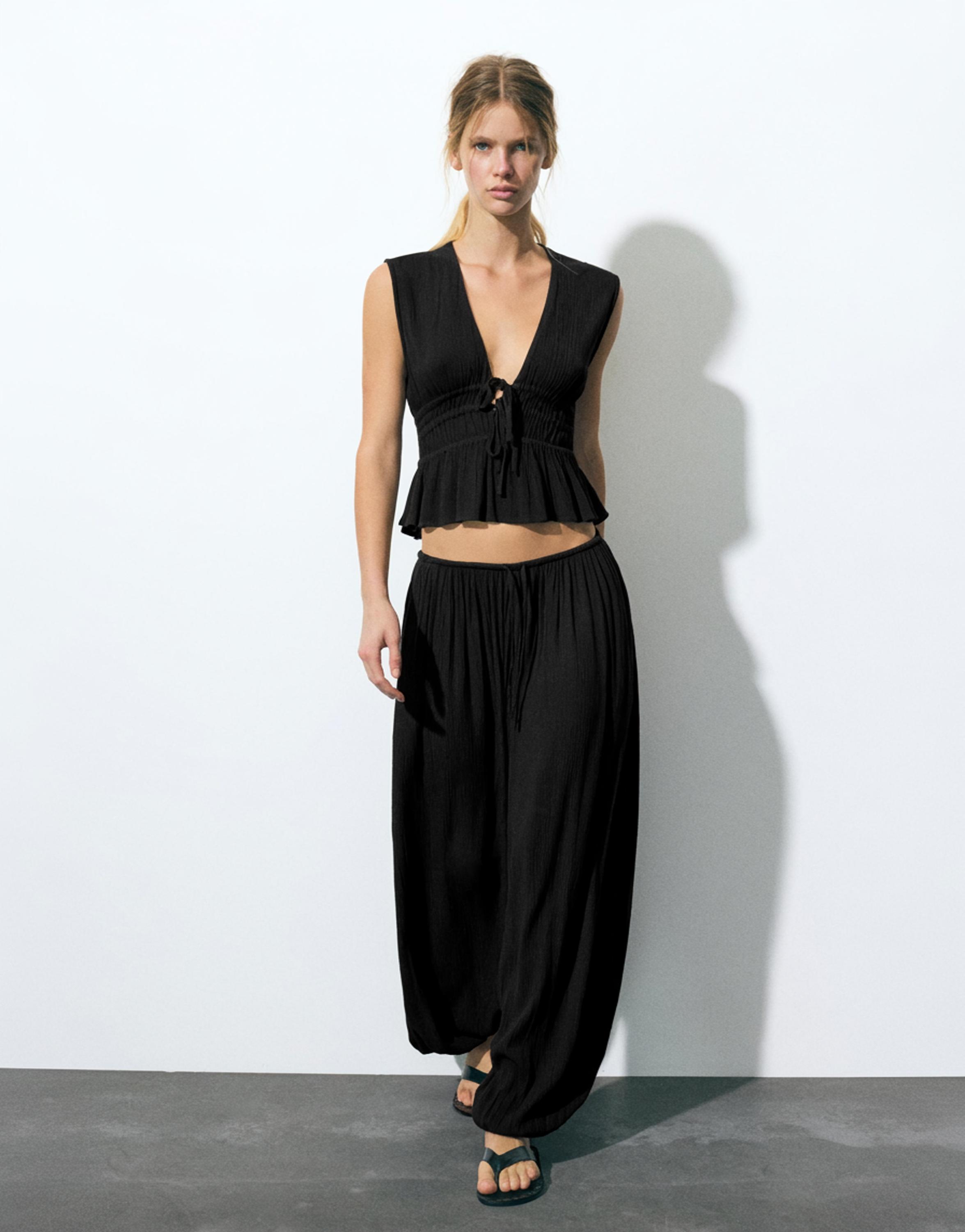 Sarouel crepe trousers — Black