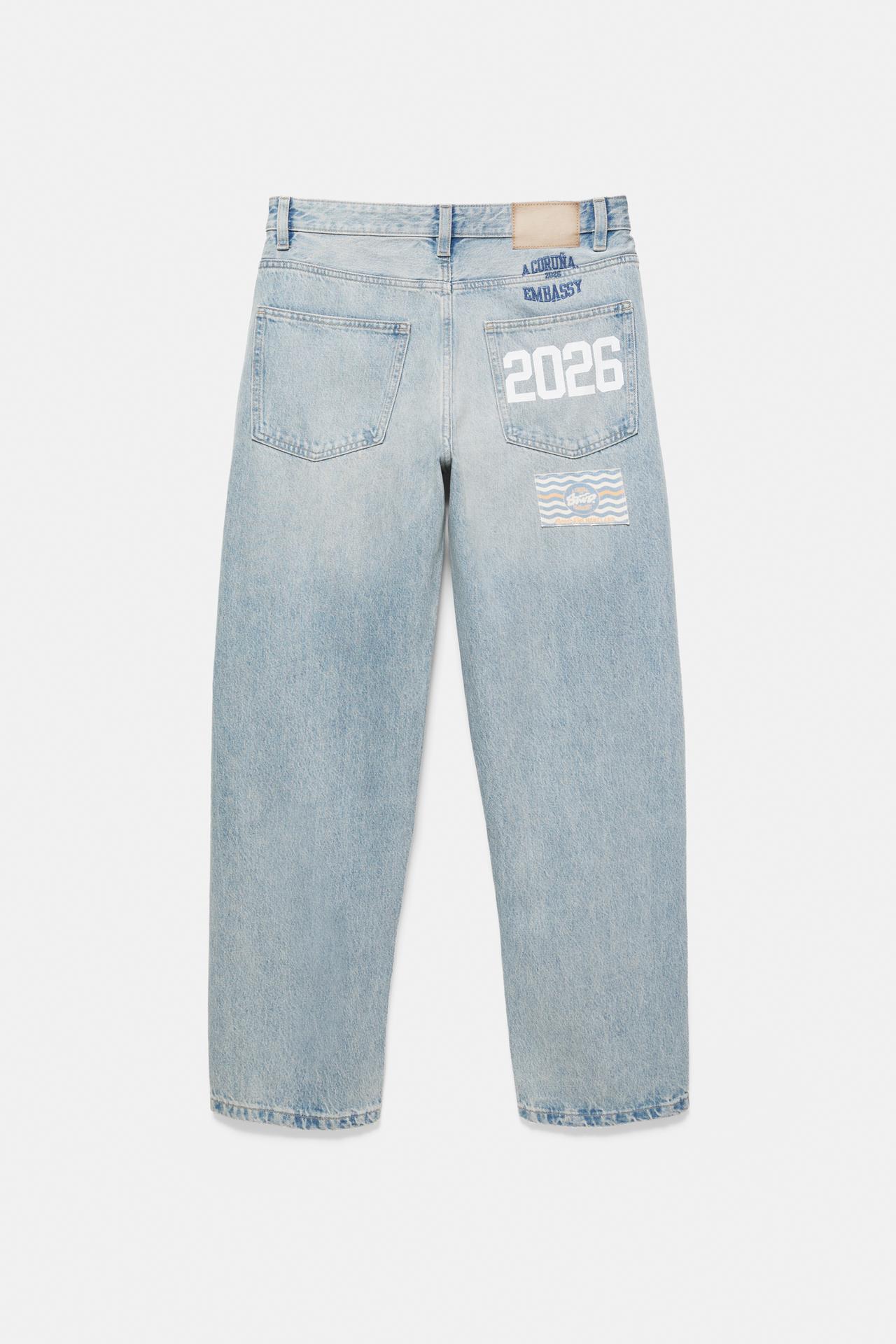 Printed baggy jeans — Pale indigo