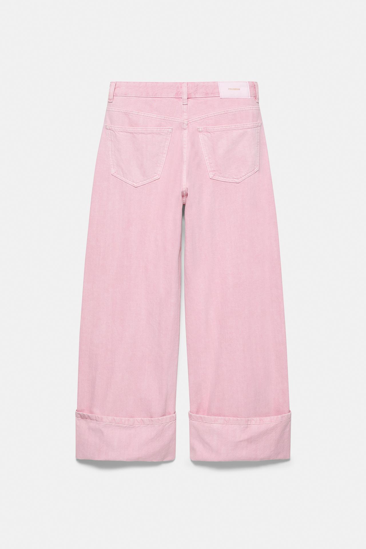 Baggy jeans with turn-up hems — Pink