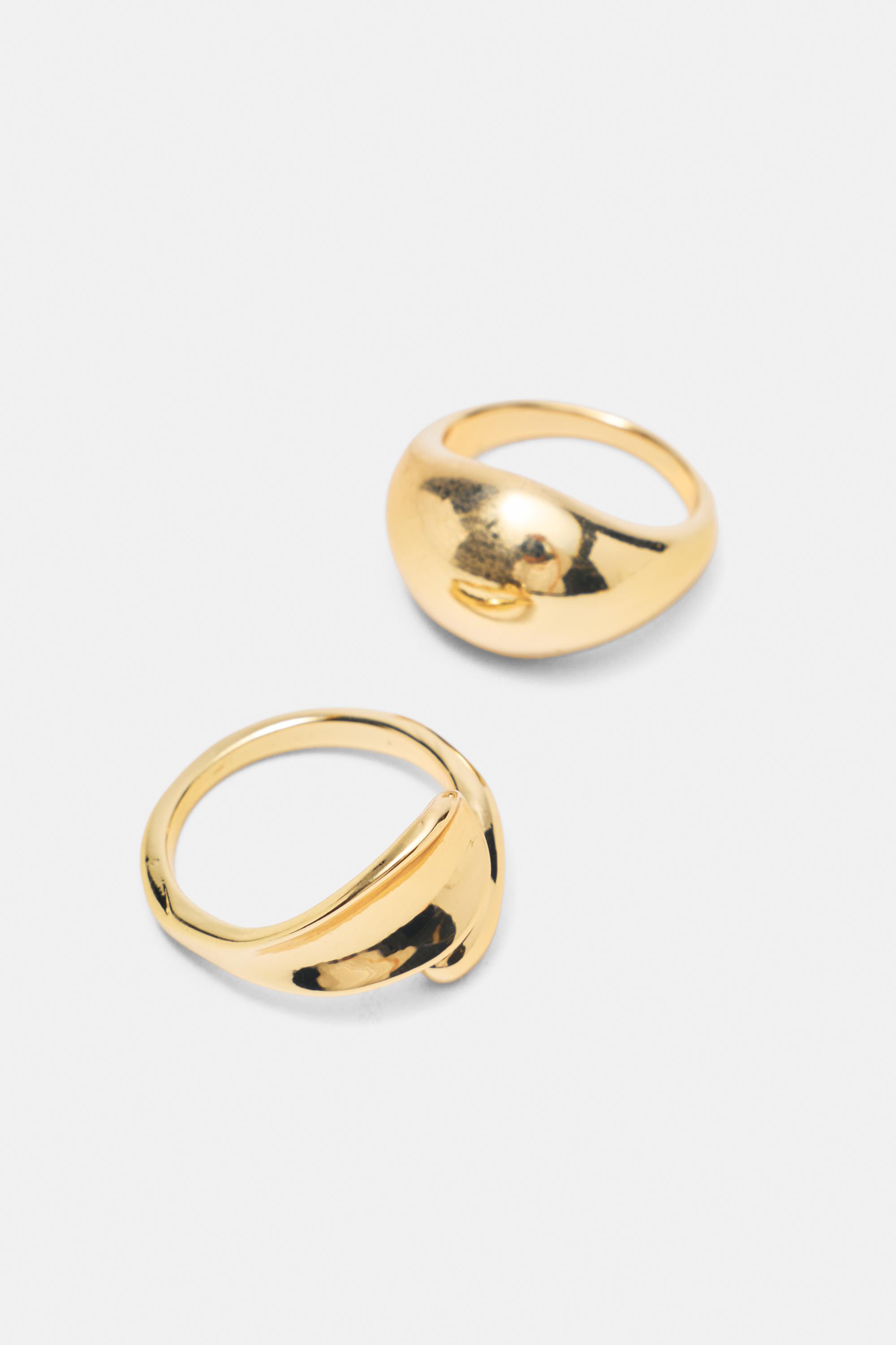 Pack of 5 basic rings — Gold