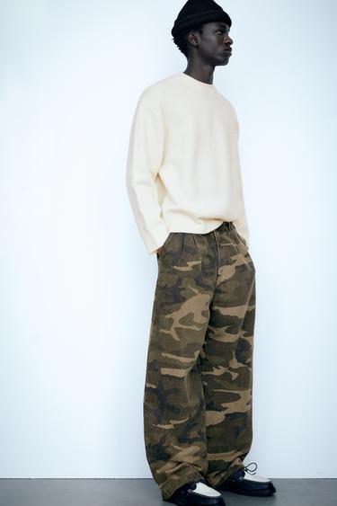 Printed baggy chino trousers — Hunting green 1
