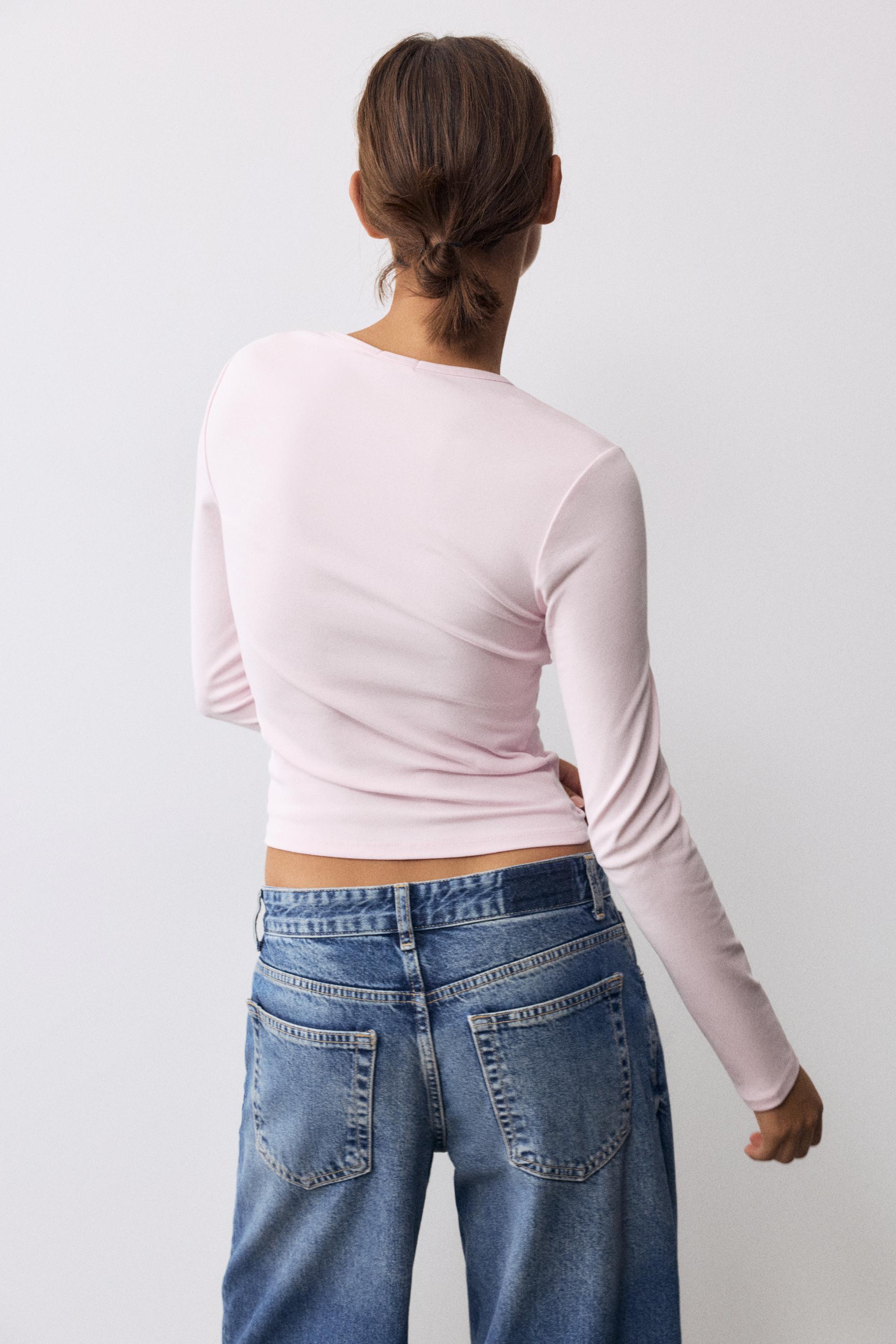 Fitted long sleeve T-shirt — Pink