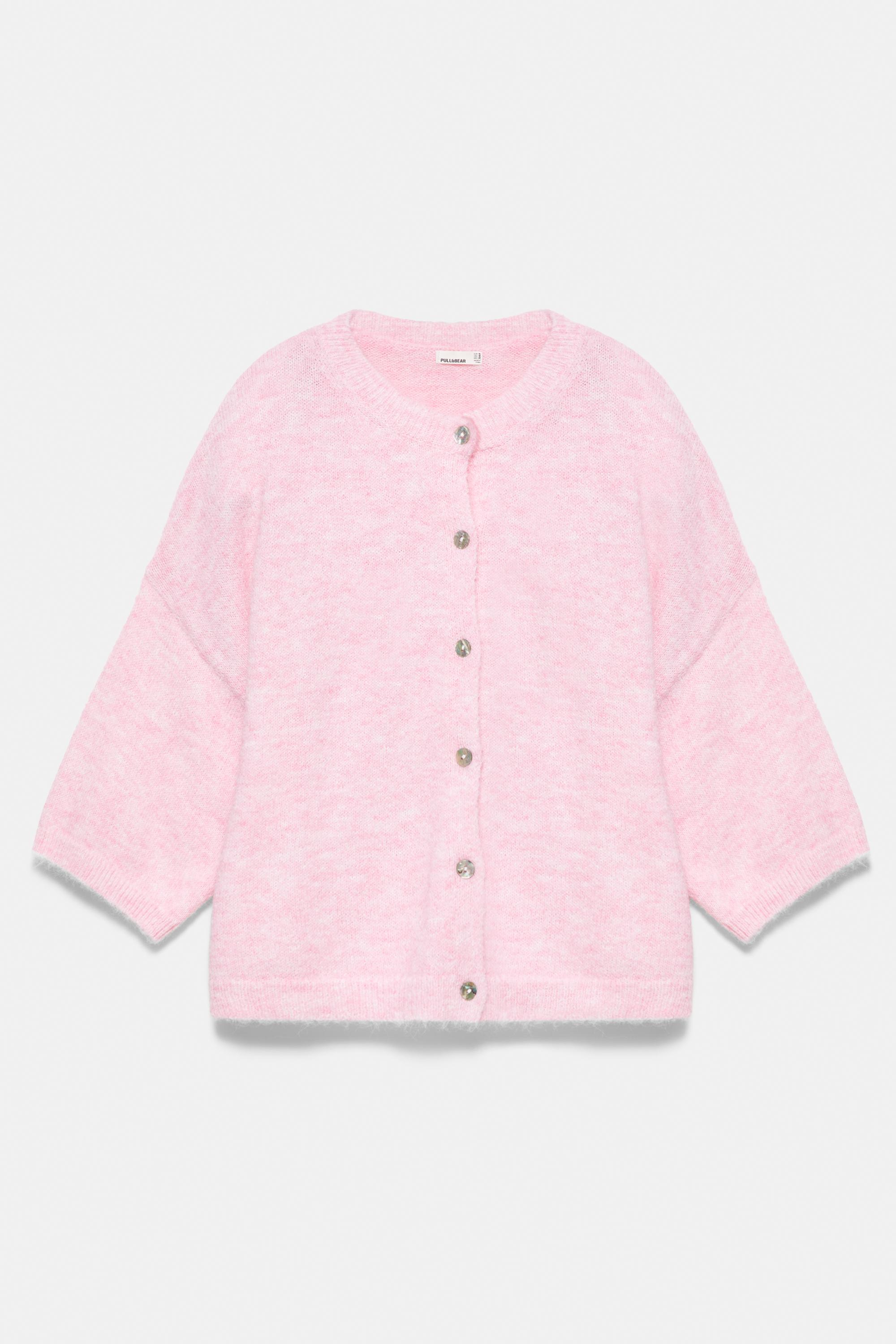 Short sleeve cardigan — Pink marl