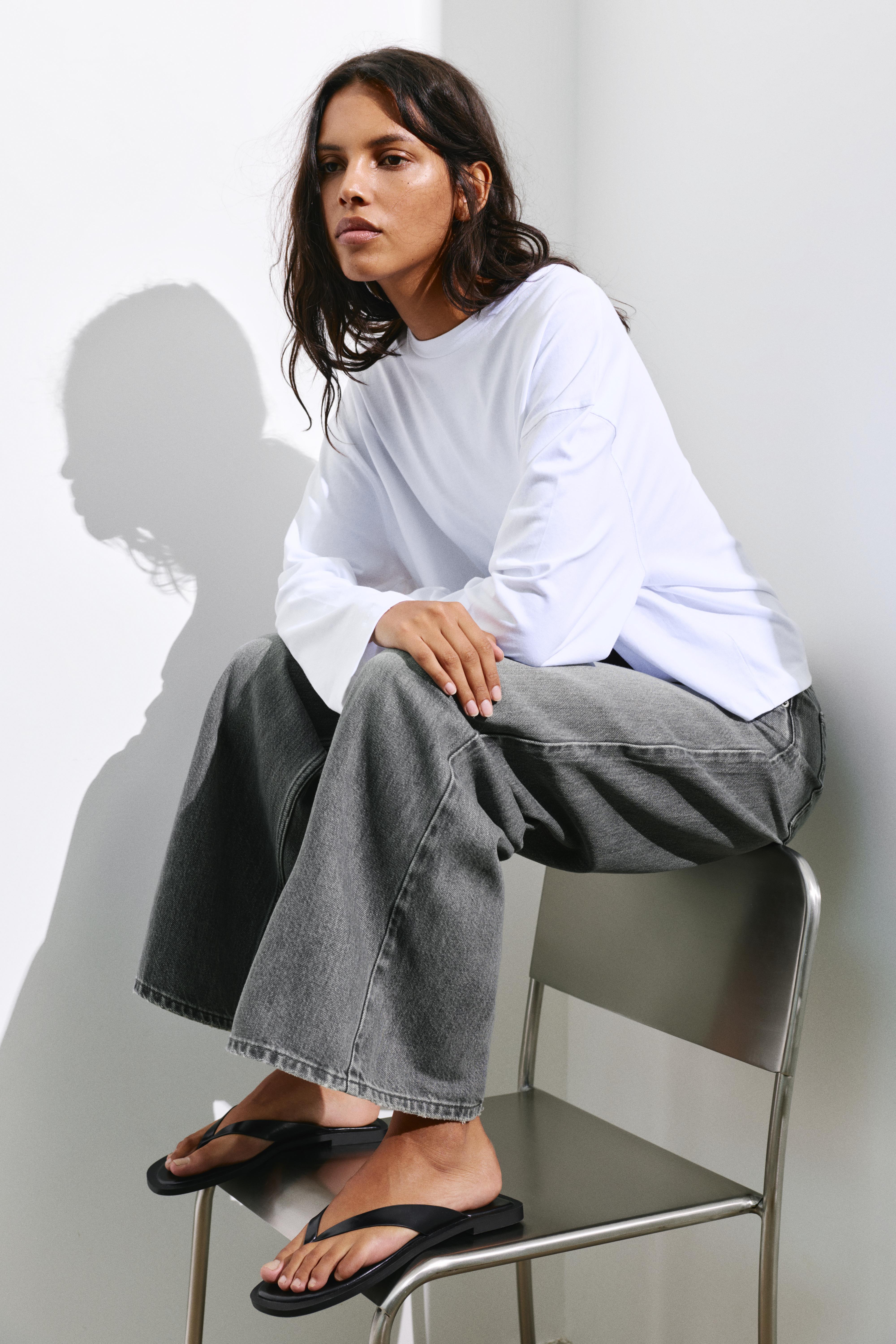 Oversize baggy jeans — Pearl grey