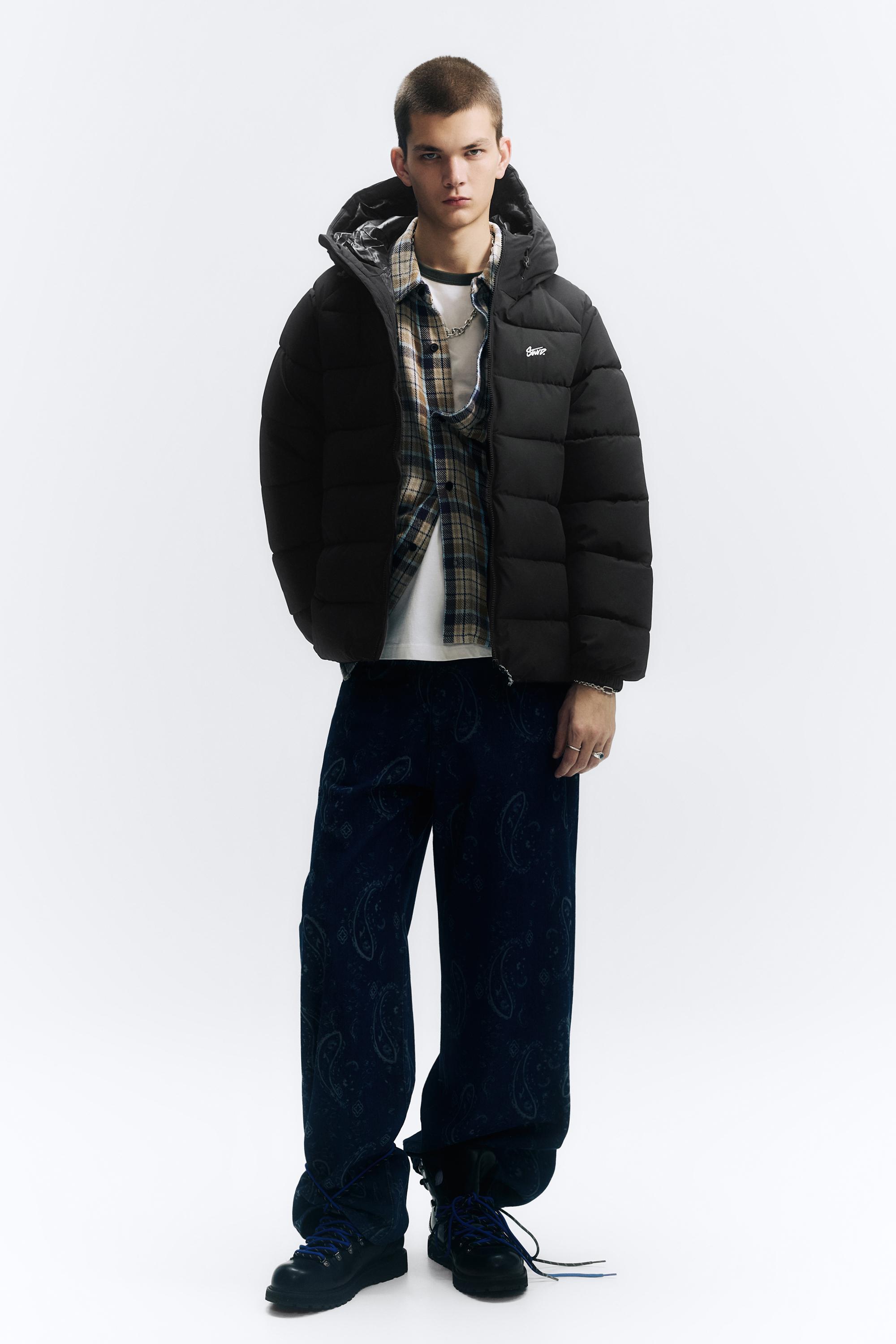 STWD hooded puffer jacket — Black