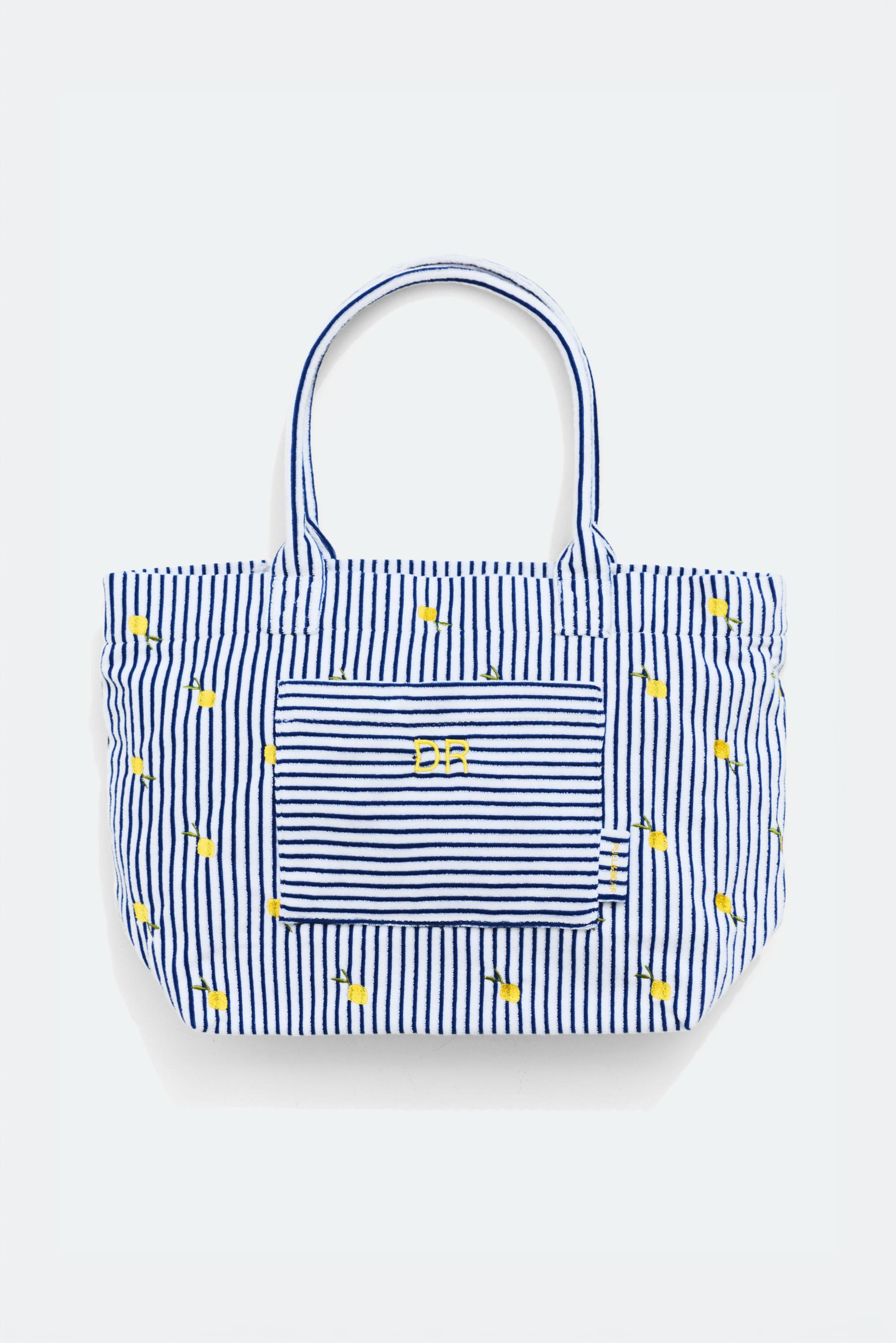 Striped towel shopper bag — Blue