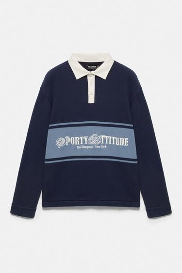 Long sleeve graphic polo shirt — Navy 6