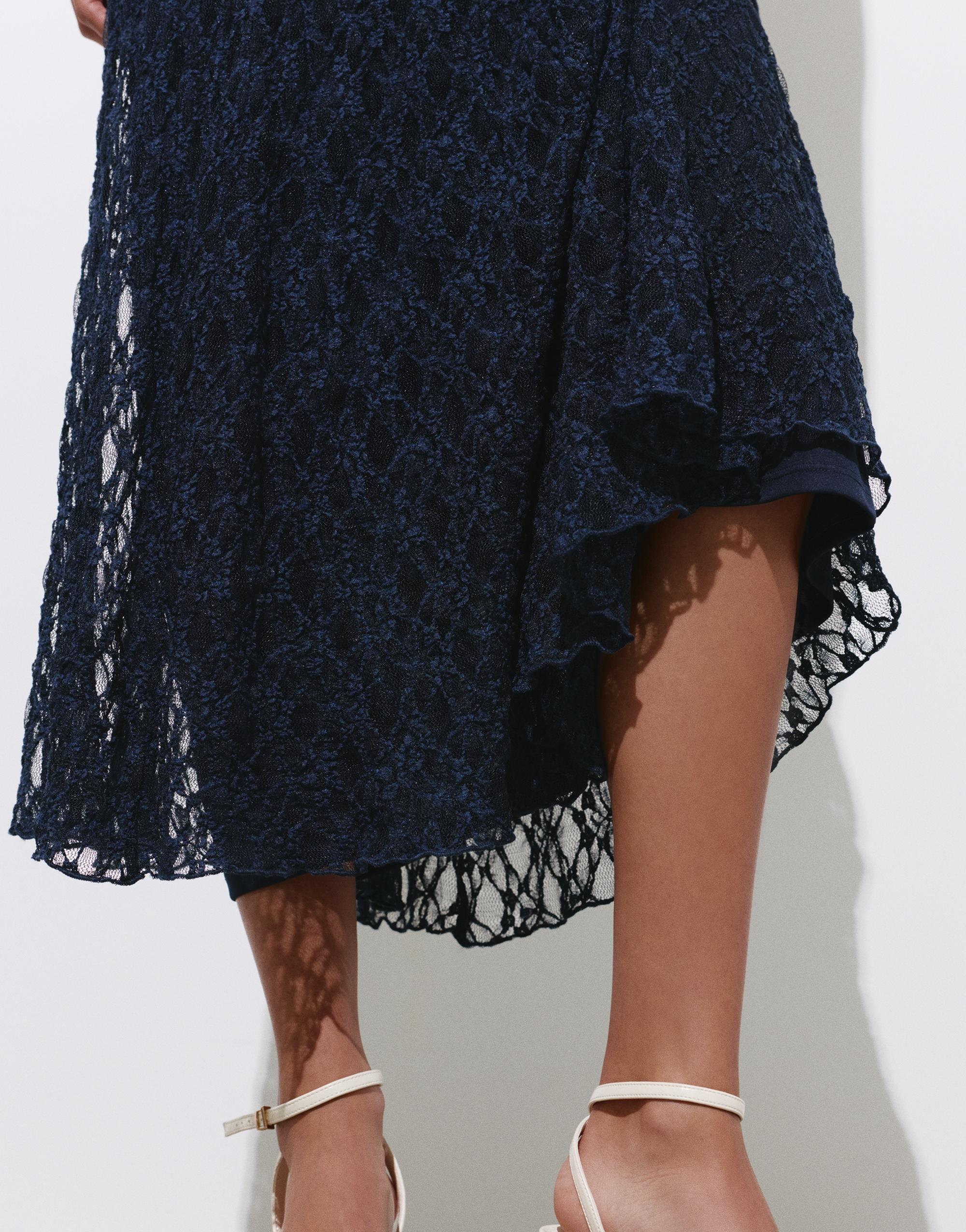 Fitted lace midi dress — Navy