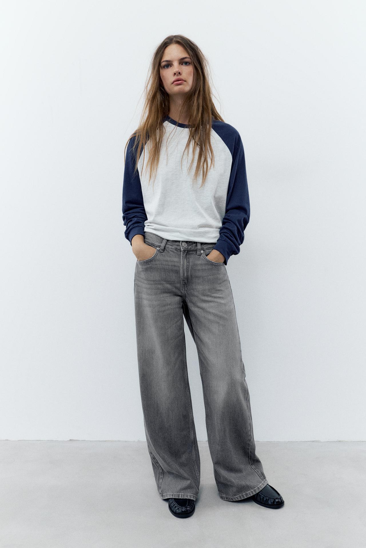 Low-rise baggy jeans — Pearl grey