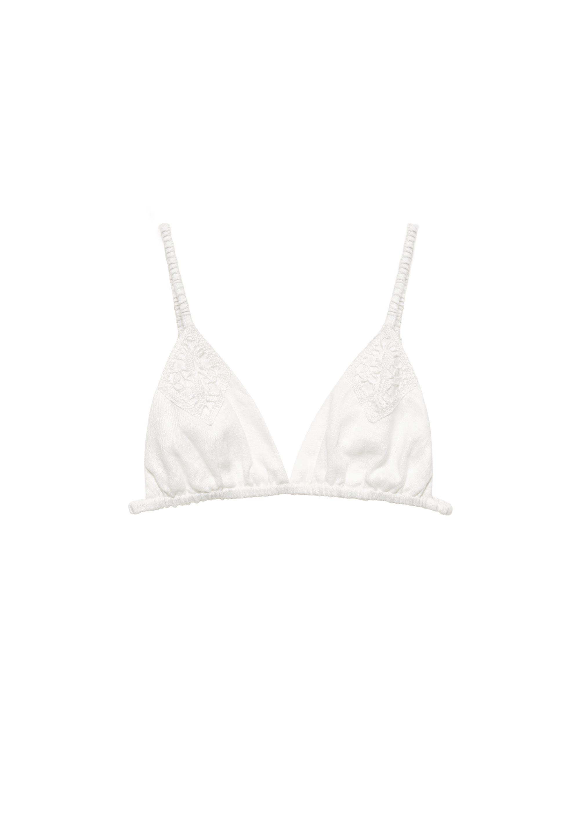 100% linen bralette top Encaixe de Camariñas x Pull&Bear — Off white