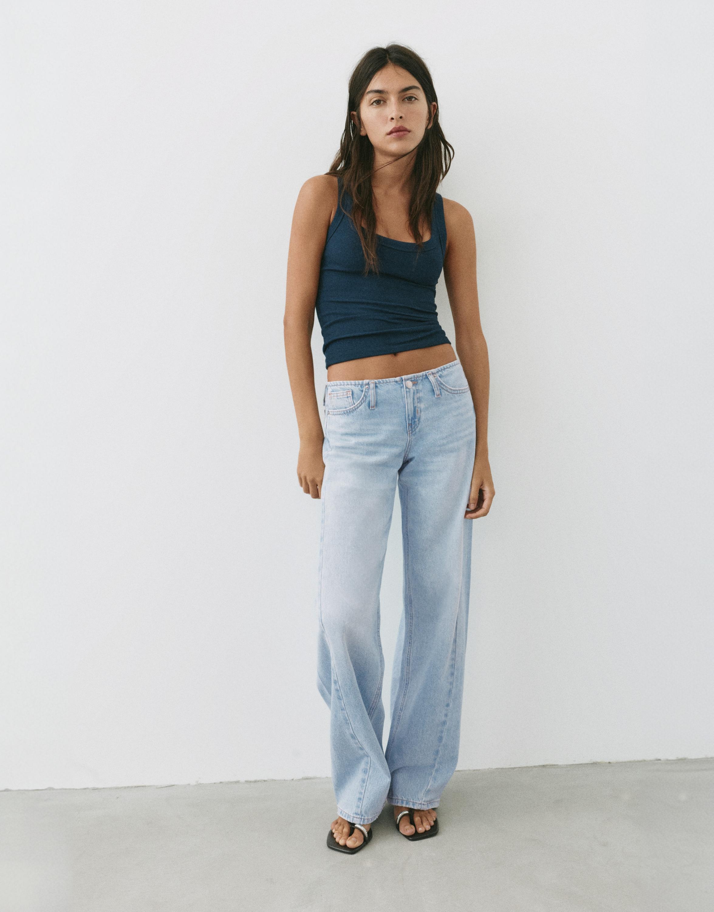 Low-rise straight-leg jeans — Pale blue