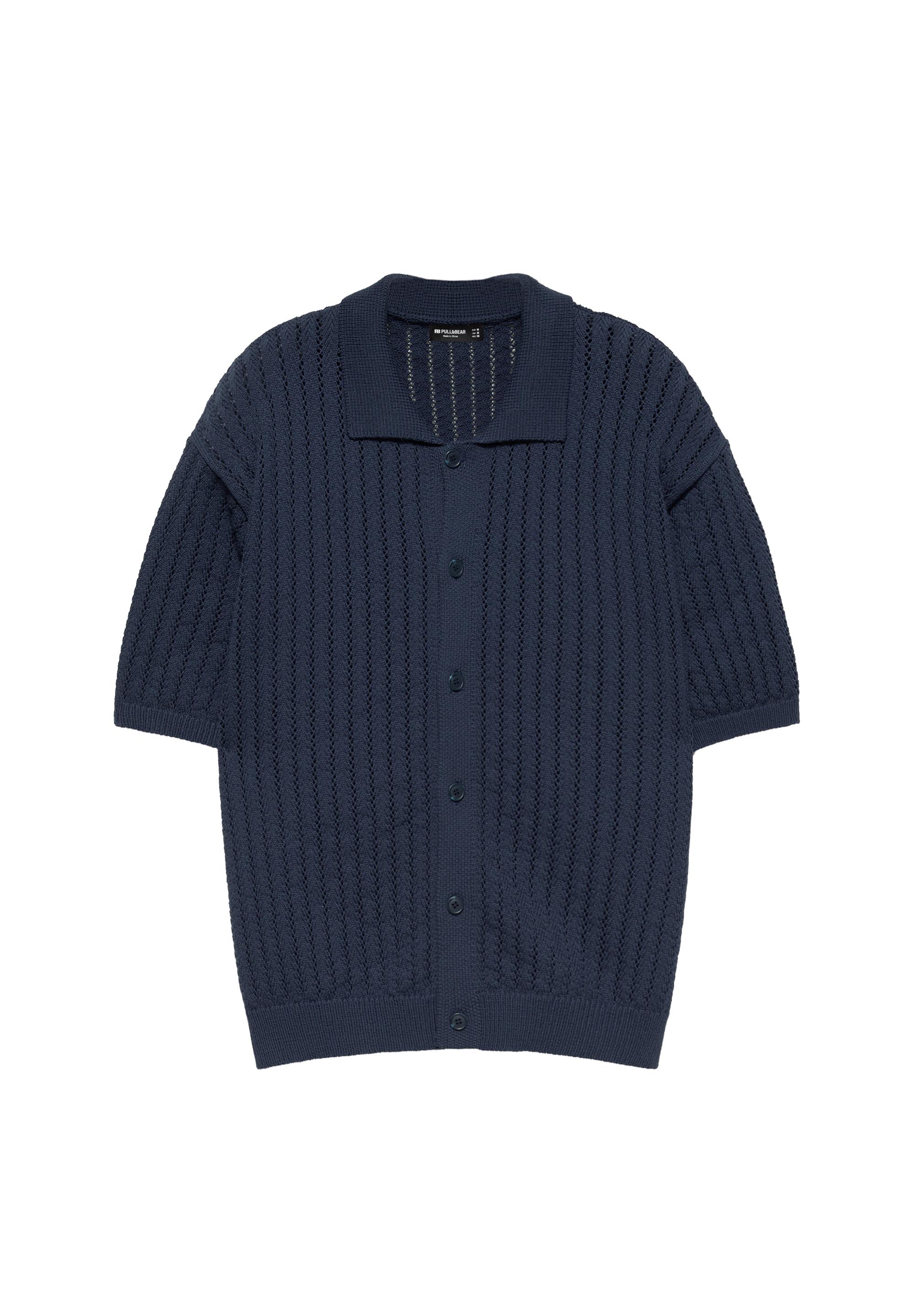 Cutwork knit shirt — Dark blue