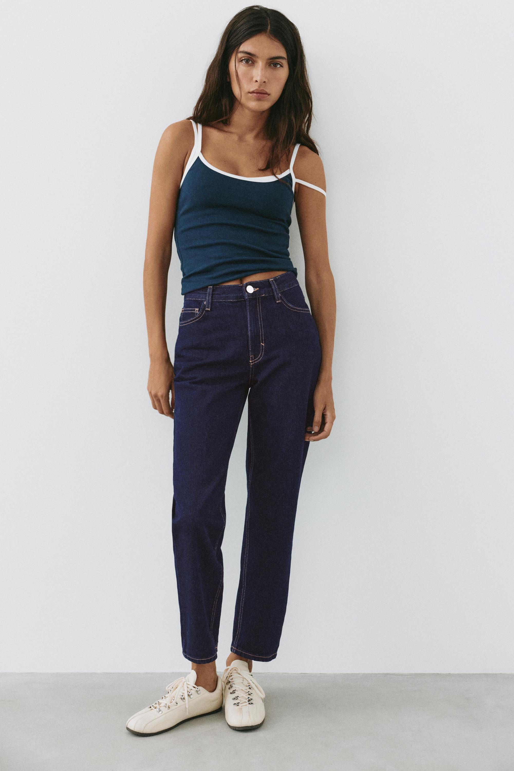 High-waist mom jeans — Ink blue