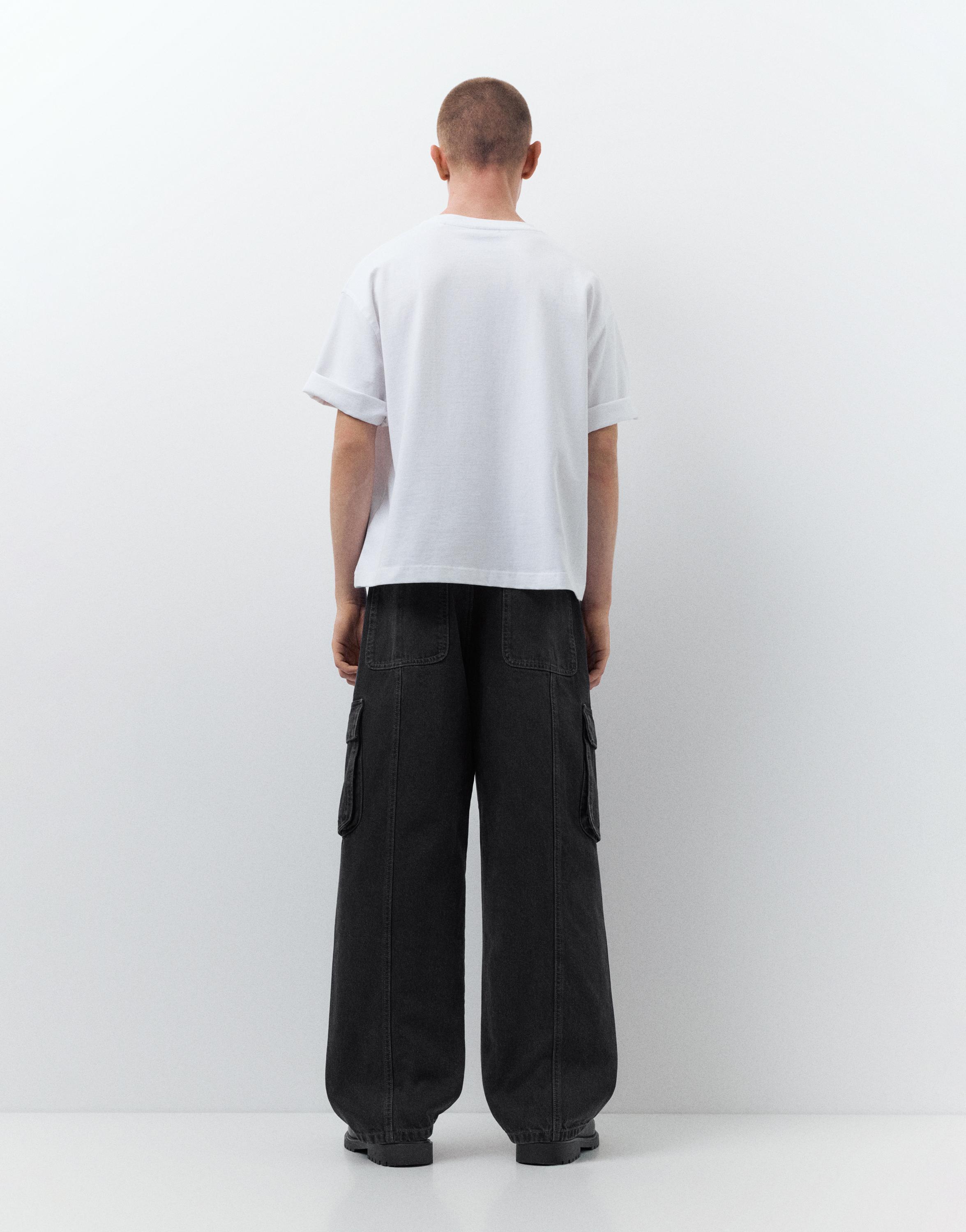 Baggy cargo jeans — Faded black