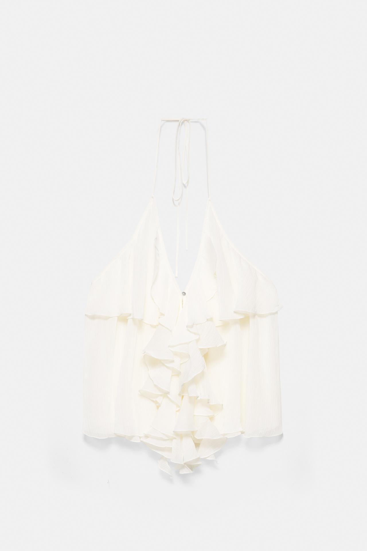 Halter top with ruffles — Sand
