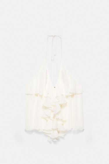 Halter top with ruffles — Sand 5