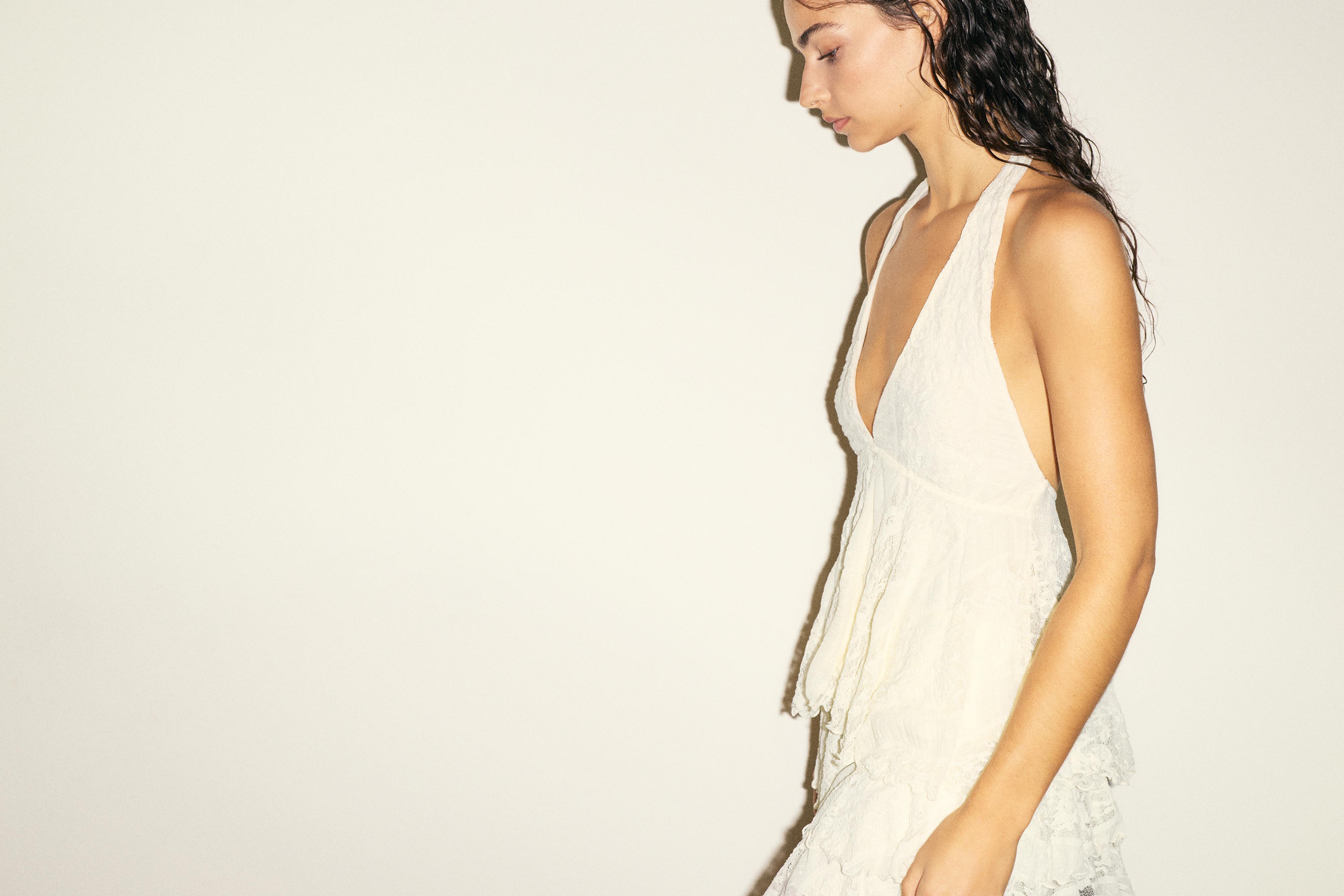 Lace halter top — Ecru