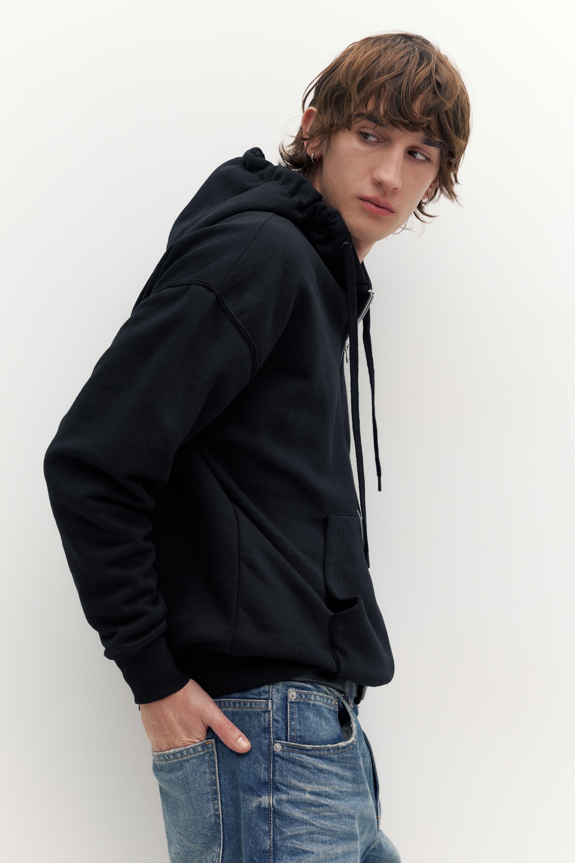 Basic kapüşonlu fermuarlı sweatshirt - Görsel 30