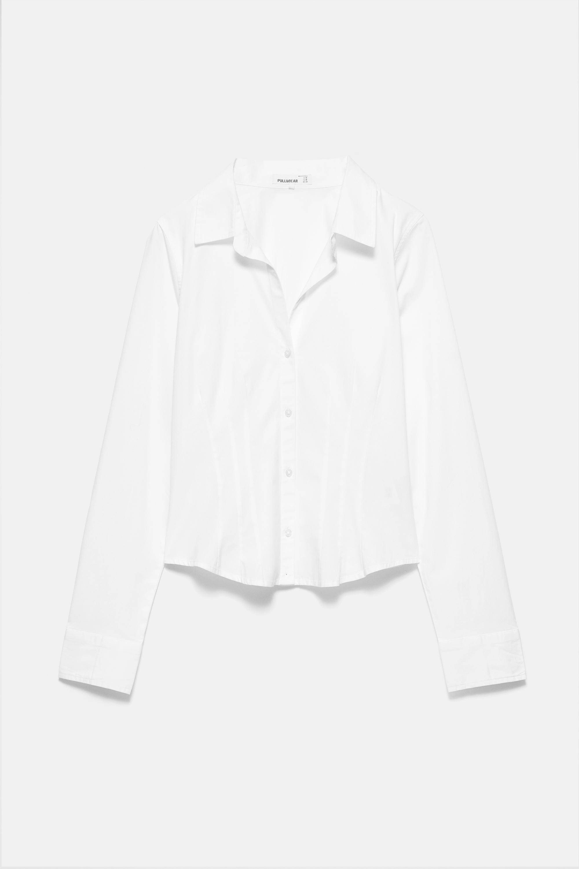 Fitted wide-cuff shirt — White