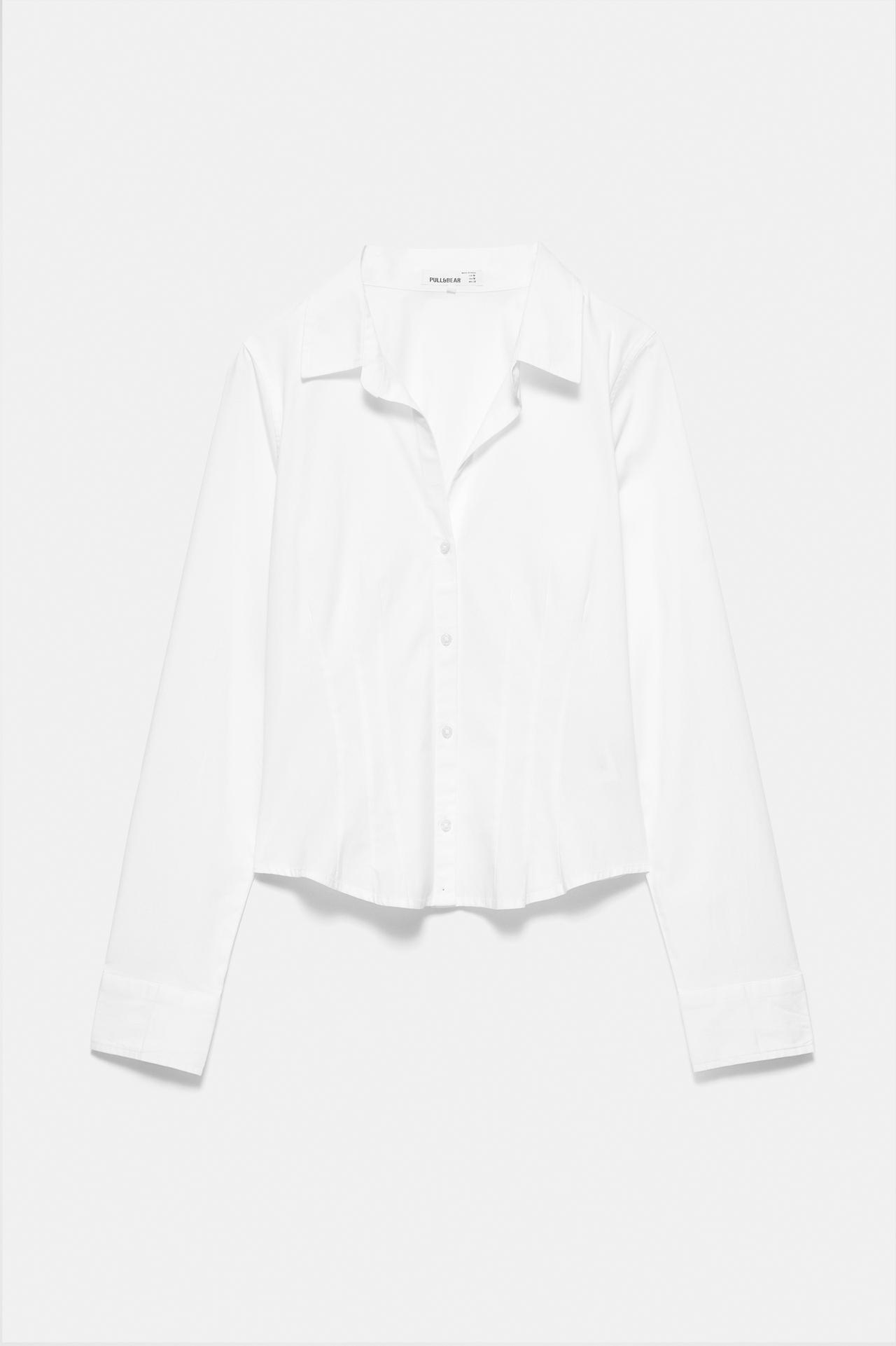 Fitted wide-cuff shirt — White