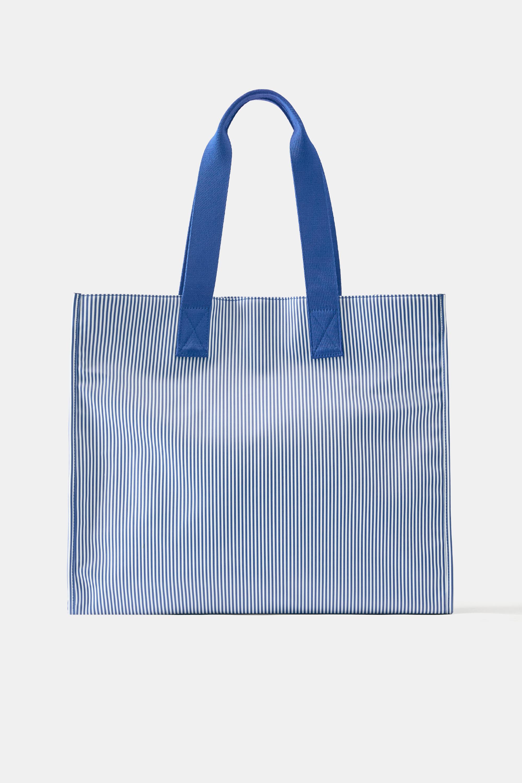 Striped shopper bag — Blue