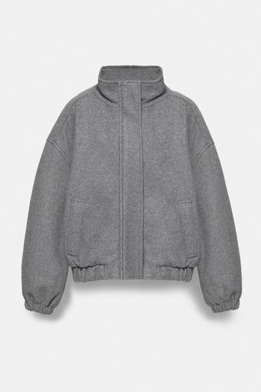 Cloth bomber jacket with a high neck — Grey marl 5
