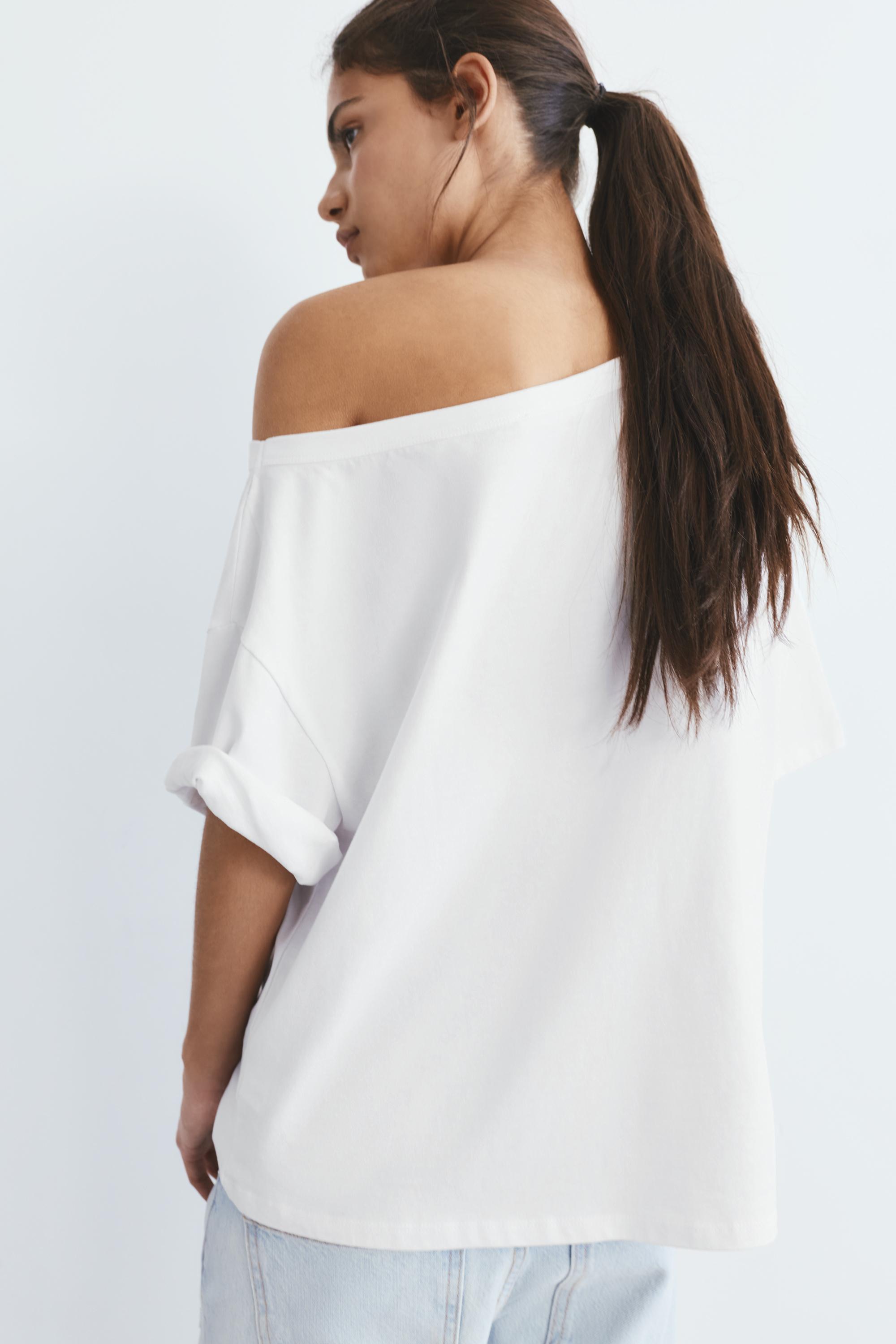 Asimetrik kısa kollu t-shirt - Görsel 22