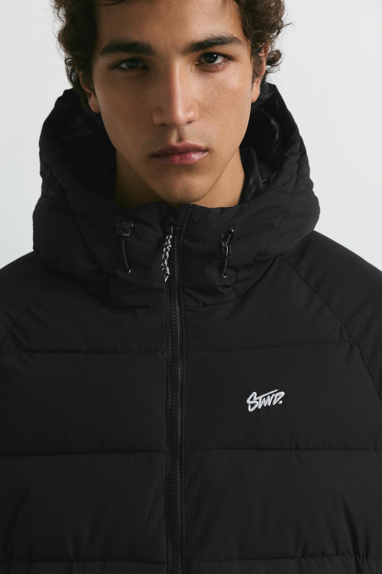 STWD hooded puffer jacket — Black