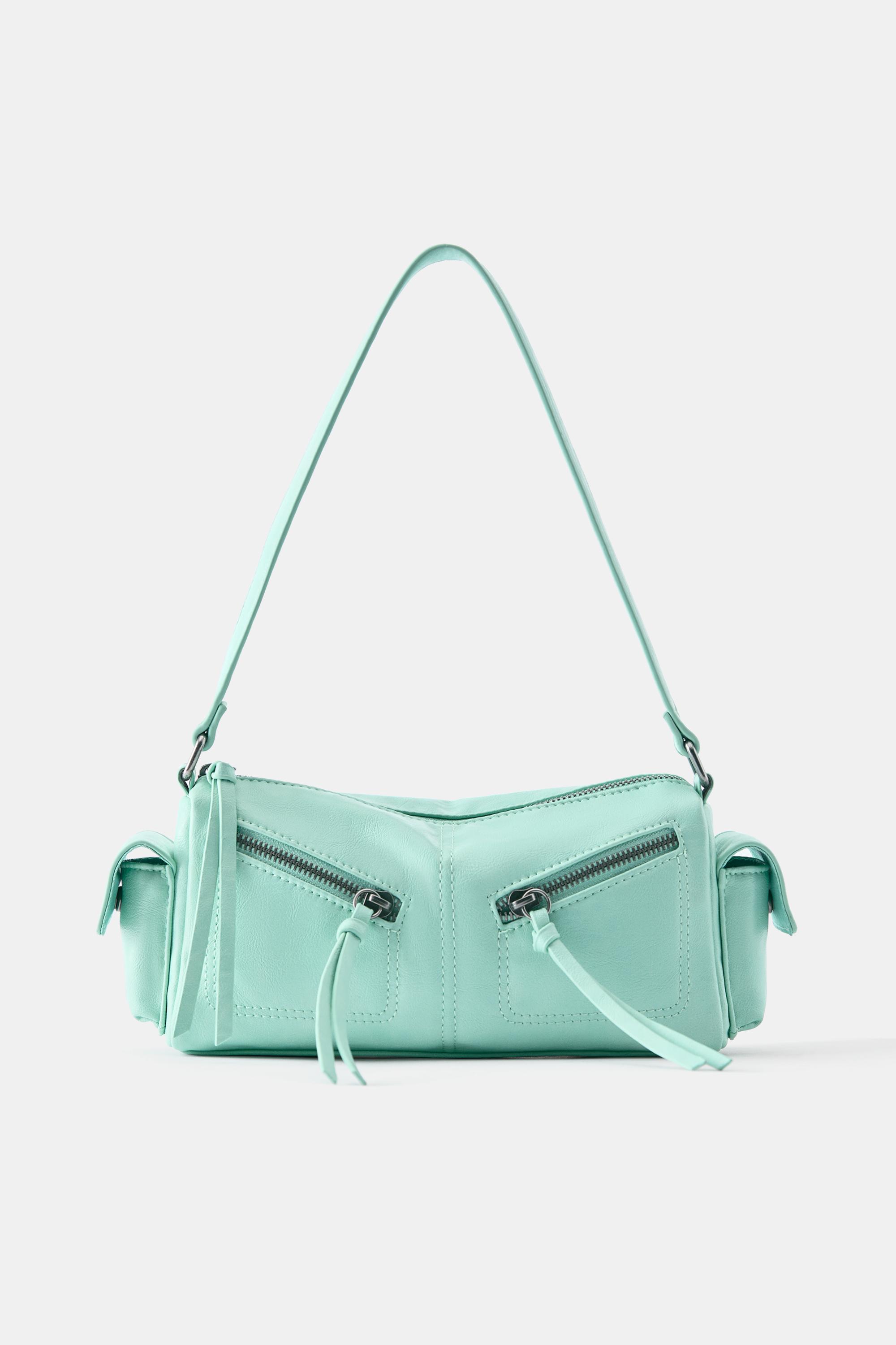 Multi-pocket zip shoulder bag — Mint green