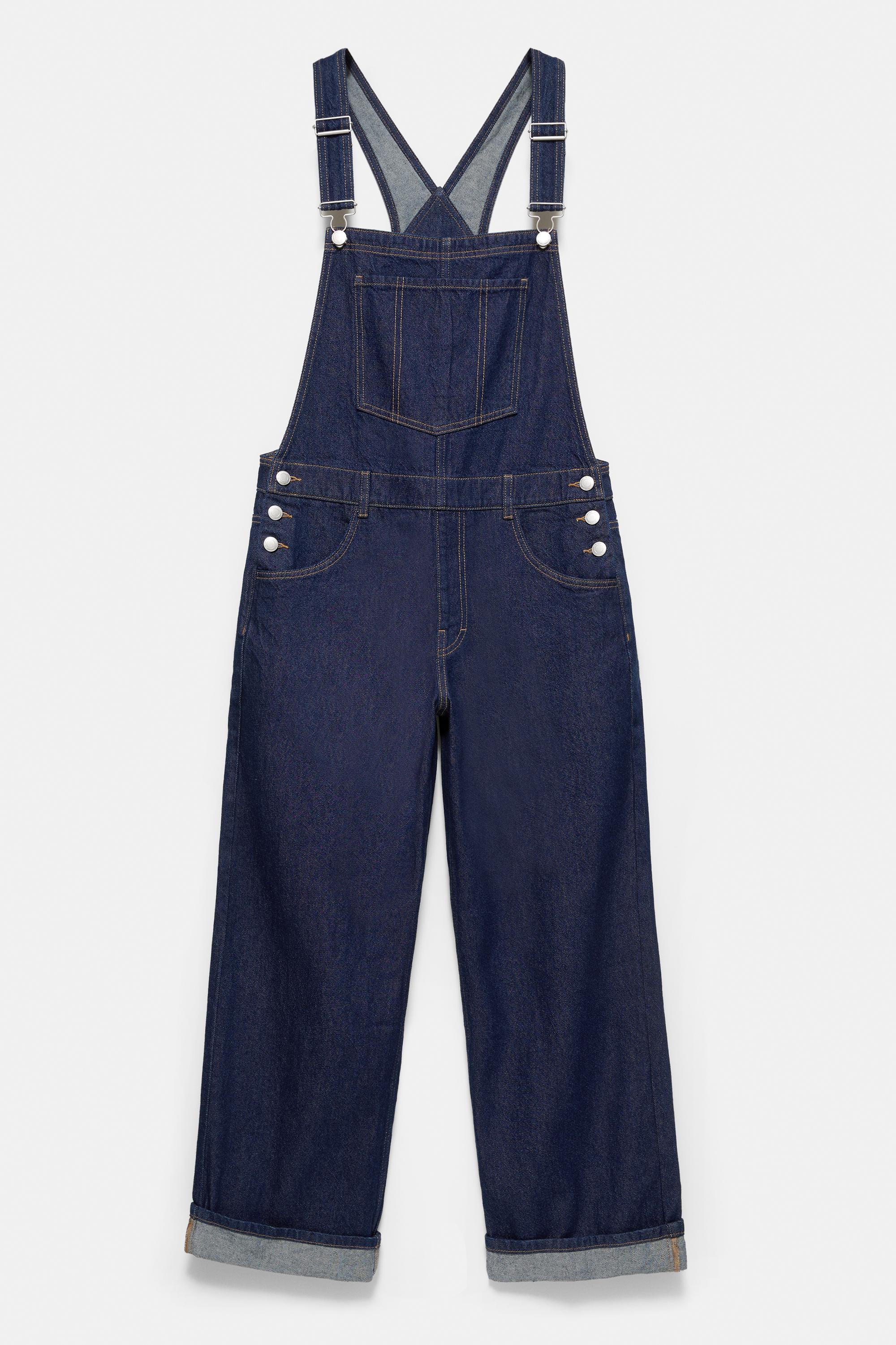 Long denim dungarees — Ink blue