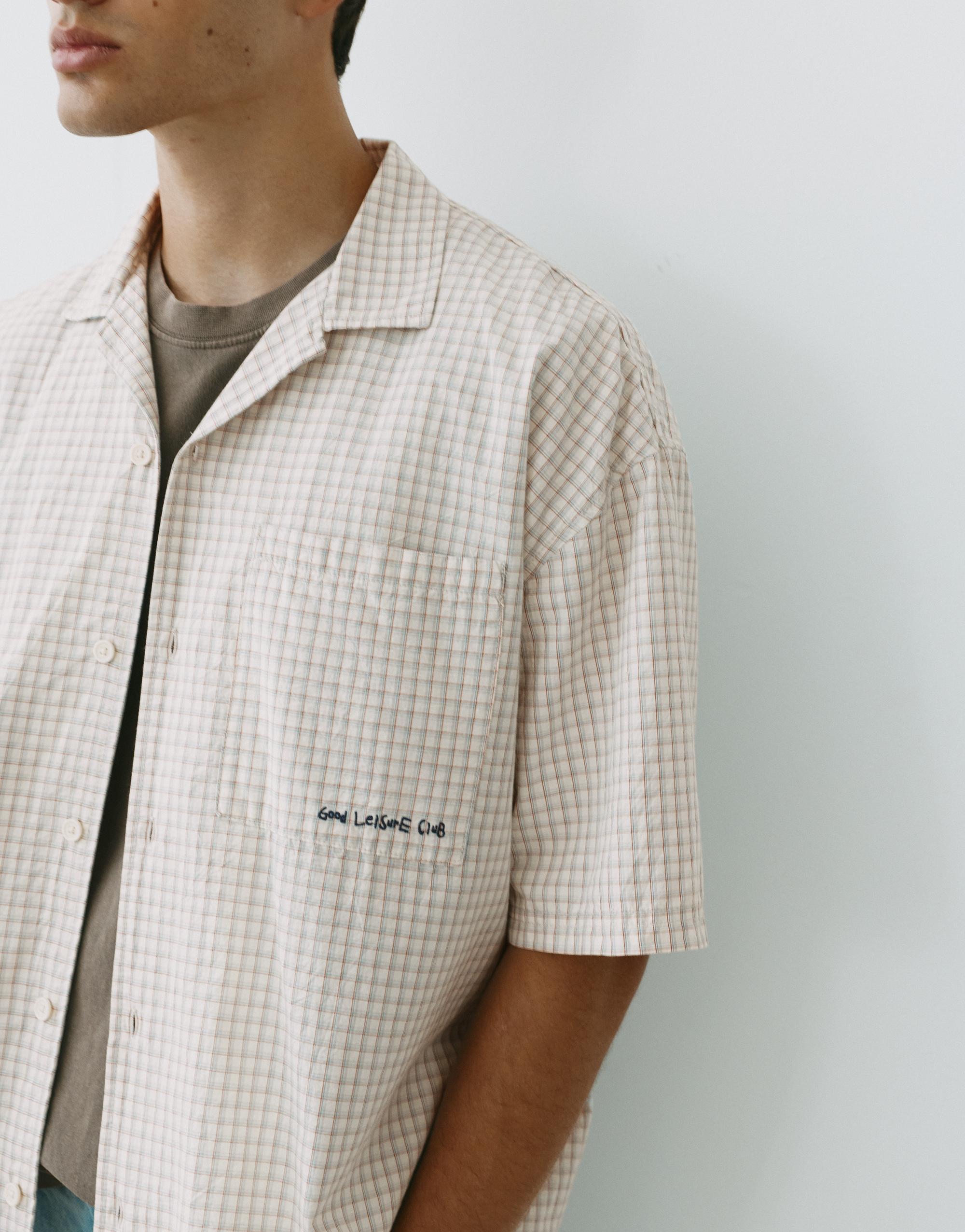 Short sleeve check shirt — Grey marl