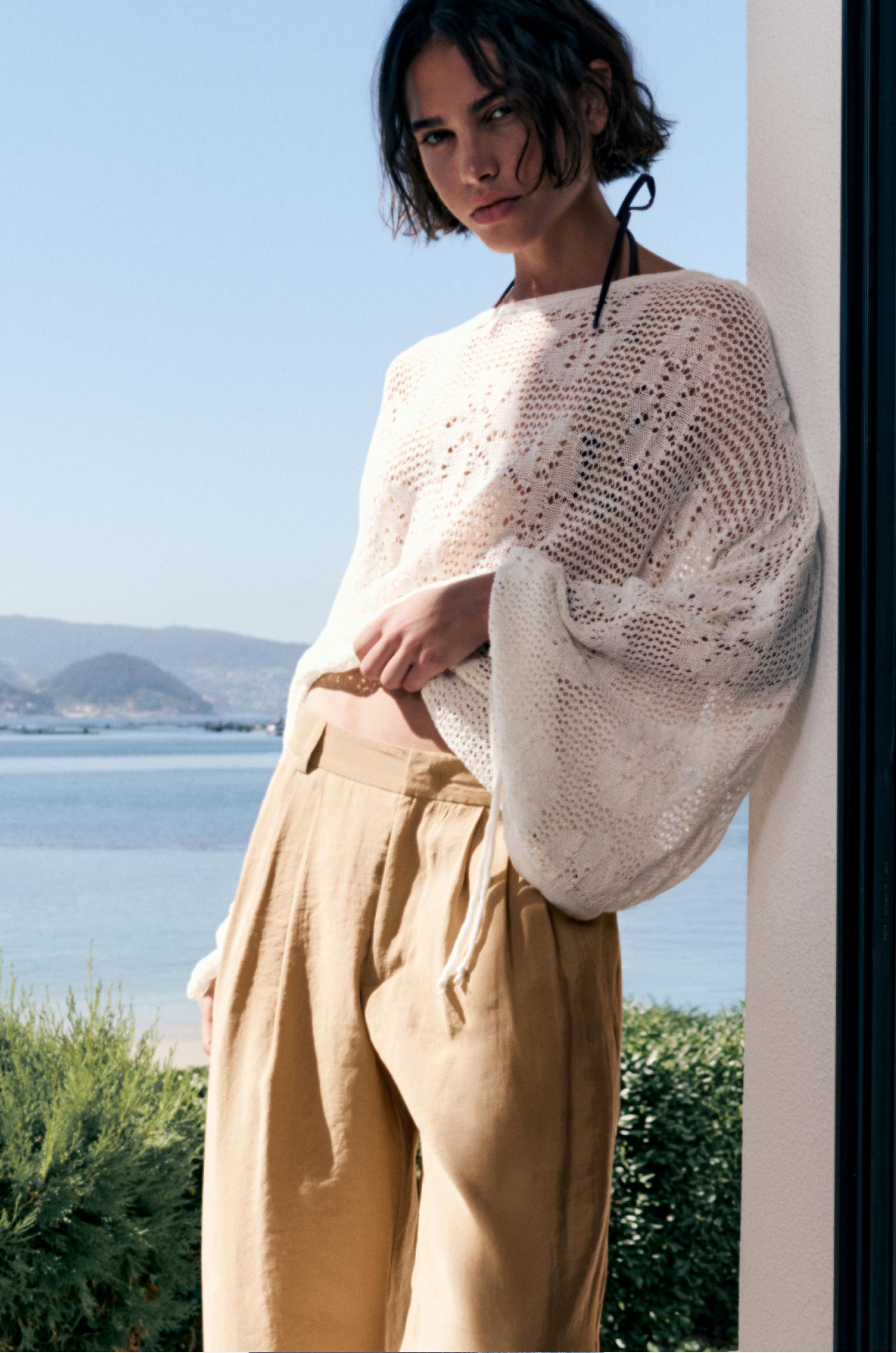 Cutwork knit jumper — Ecru