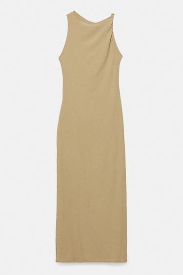 Gathered knot midi dress — Khaki 7
