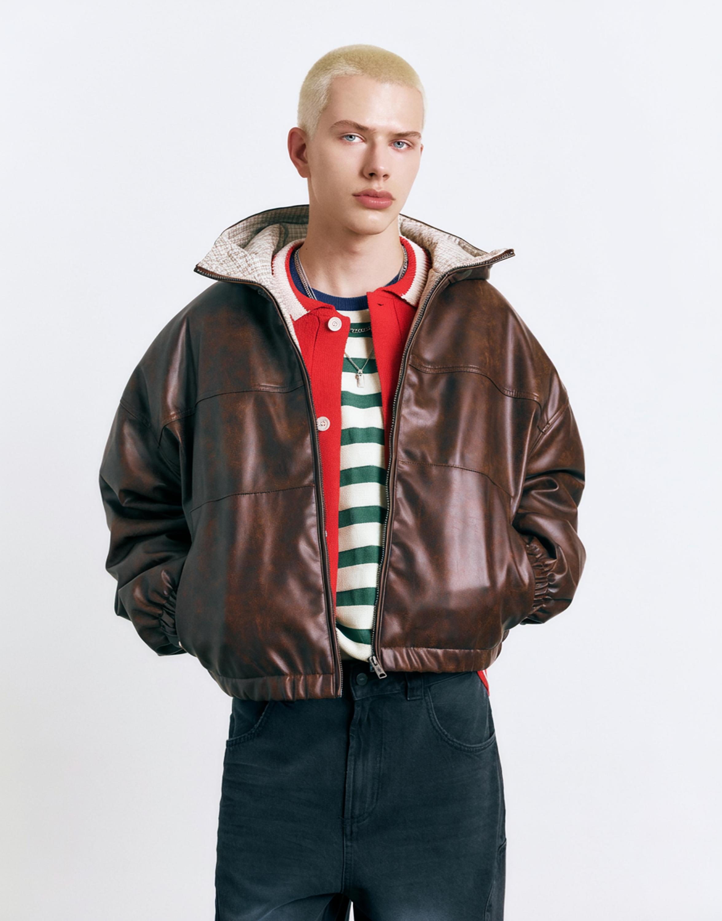 Eskitme suni deri ceket - Görsel 34