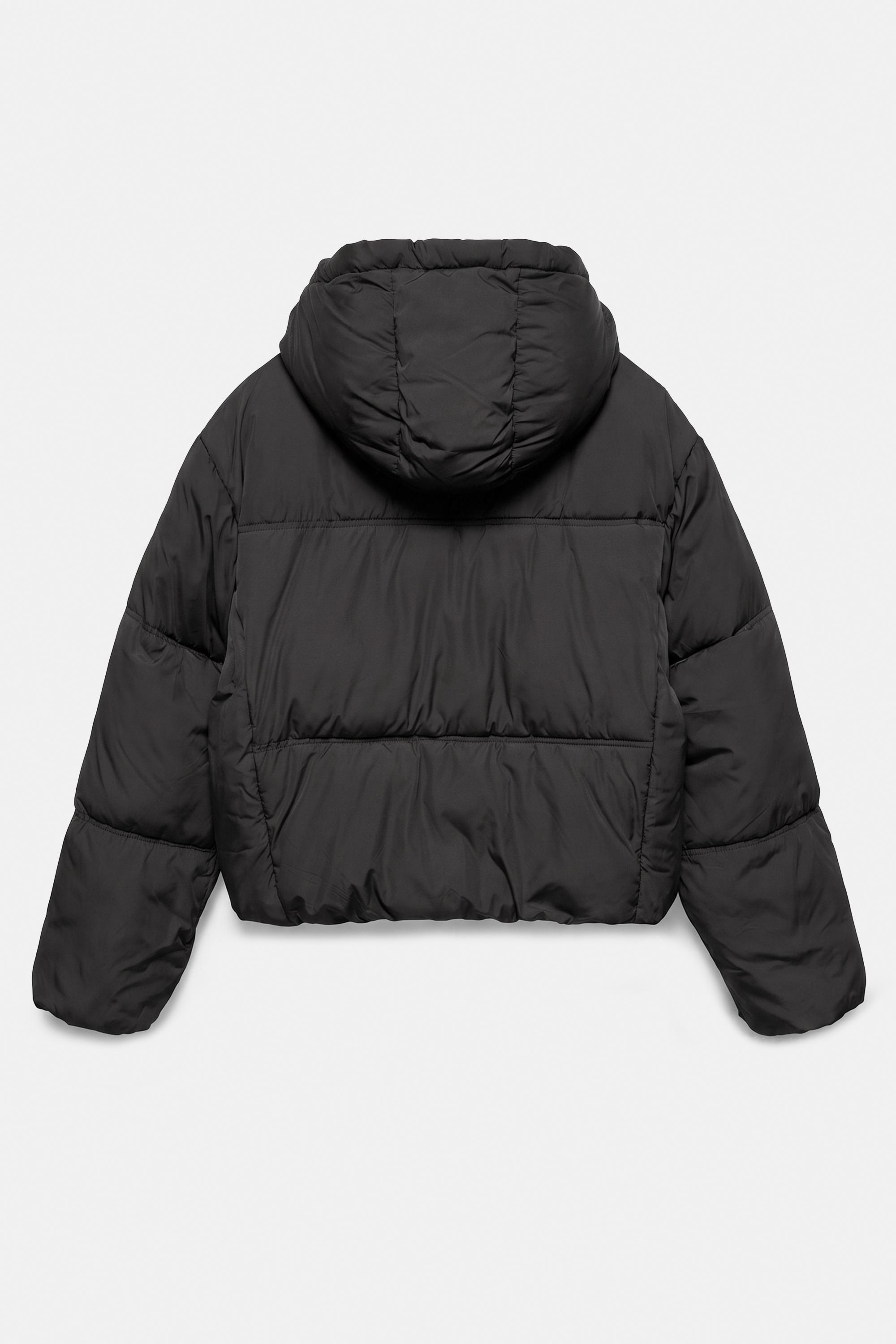 Cropped puffer jacket — Black